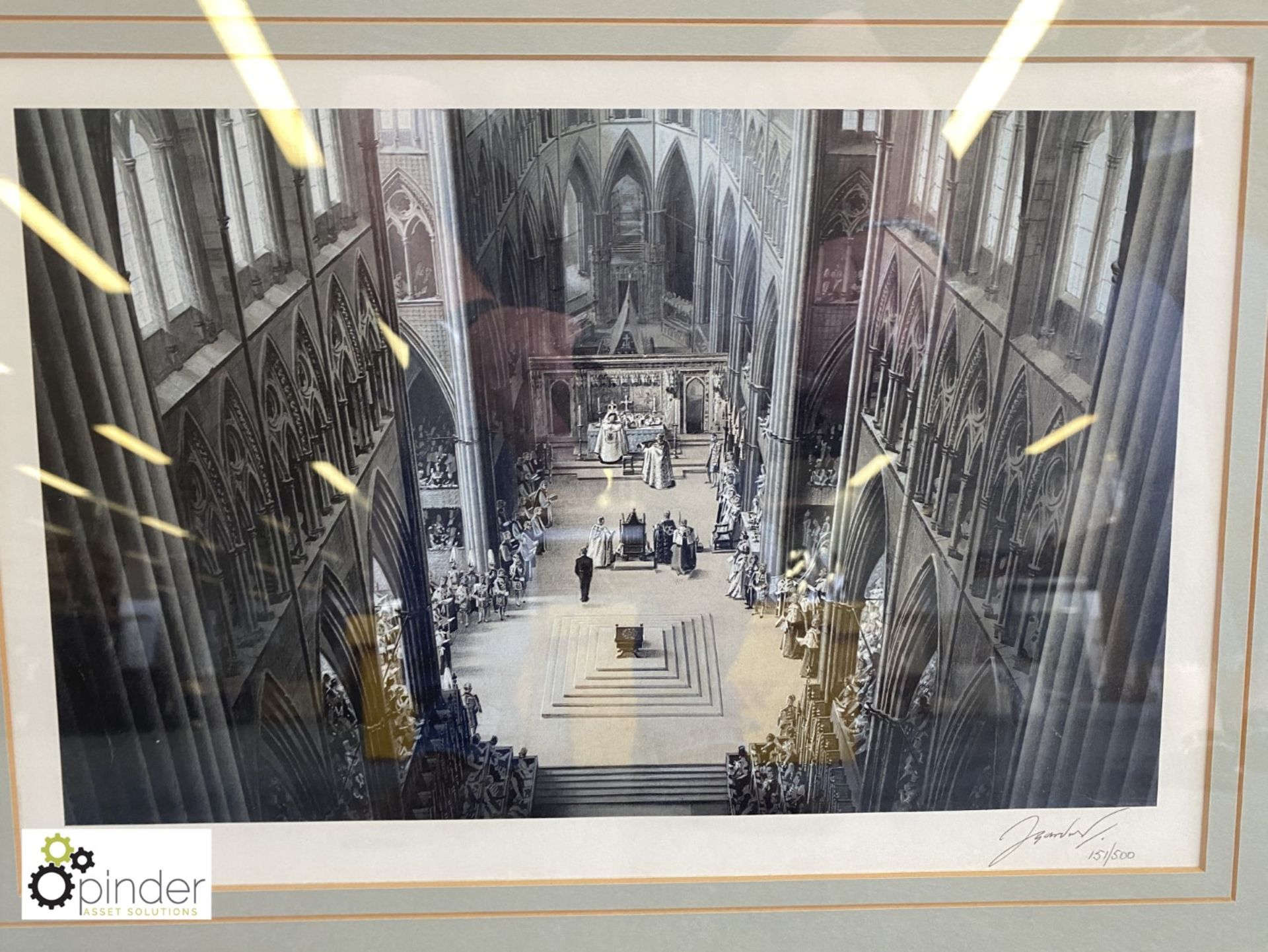 Framed and glazed signed limited edition Print of the Coronation of Elizabeth II, by James Gardener, - Image 2 of 3
