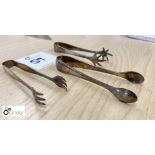 3 various Sugar Tongs