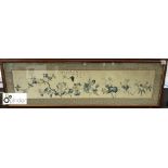 Framed and glazed Chinese Tapestry “Birds, Butterflies and Flowers”, 1830mm x 590mm