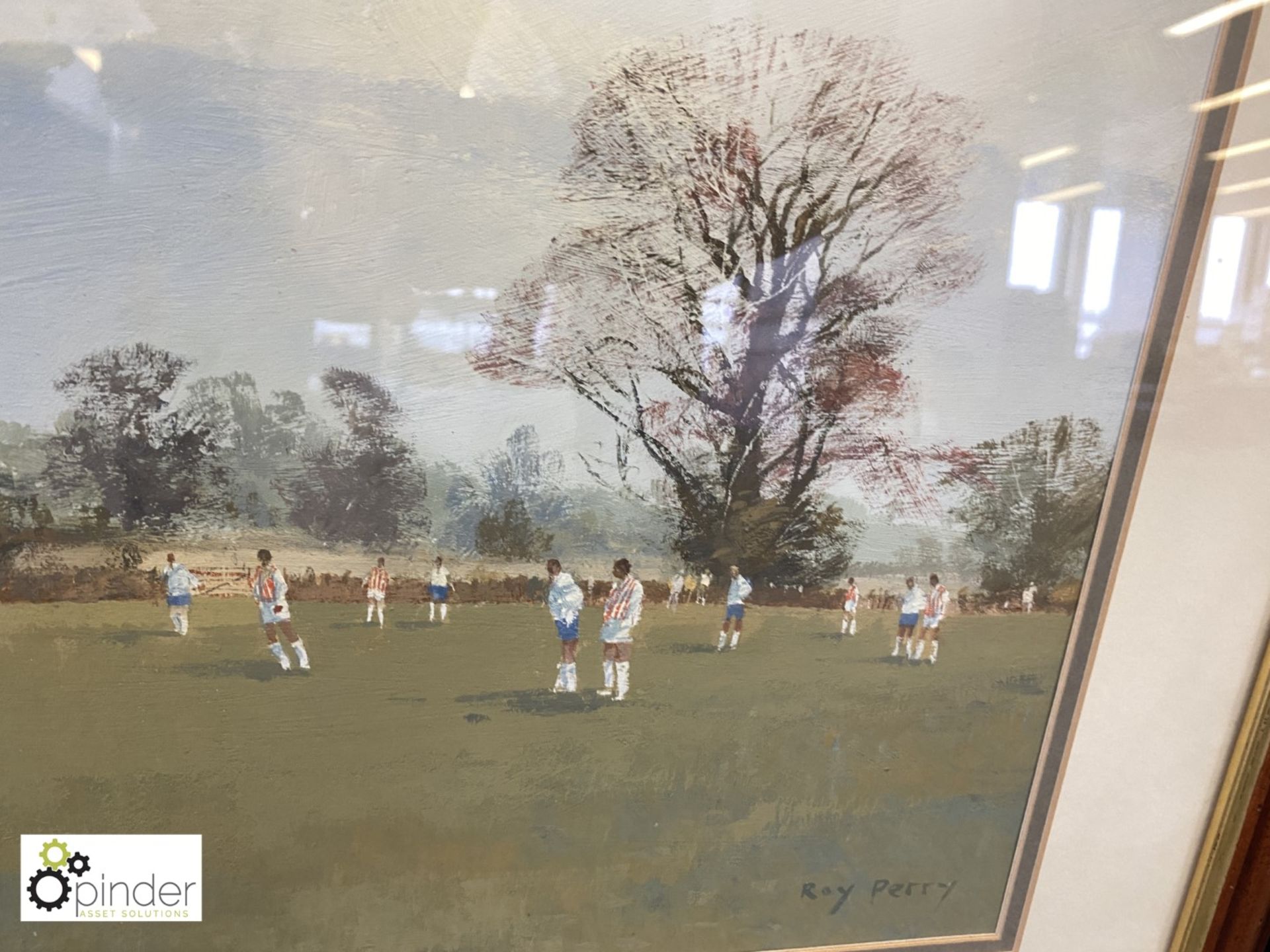 Framed and glazed Oil “The Football Match” by Roy Perry, 730mm x 570mm - Image 4 of 5