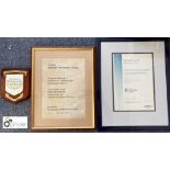 3 various Co-Operative Awards/Certificates