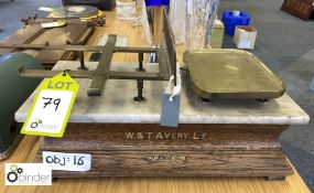 W & T Avery Counterbalance Shop Scale with oak and marble base