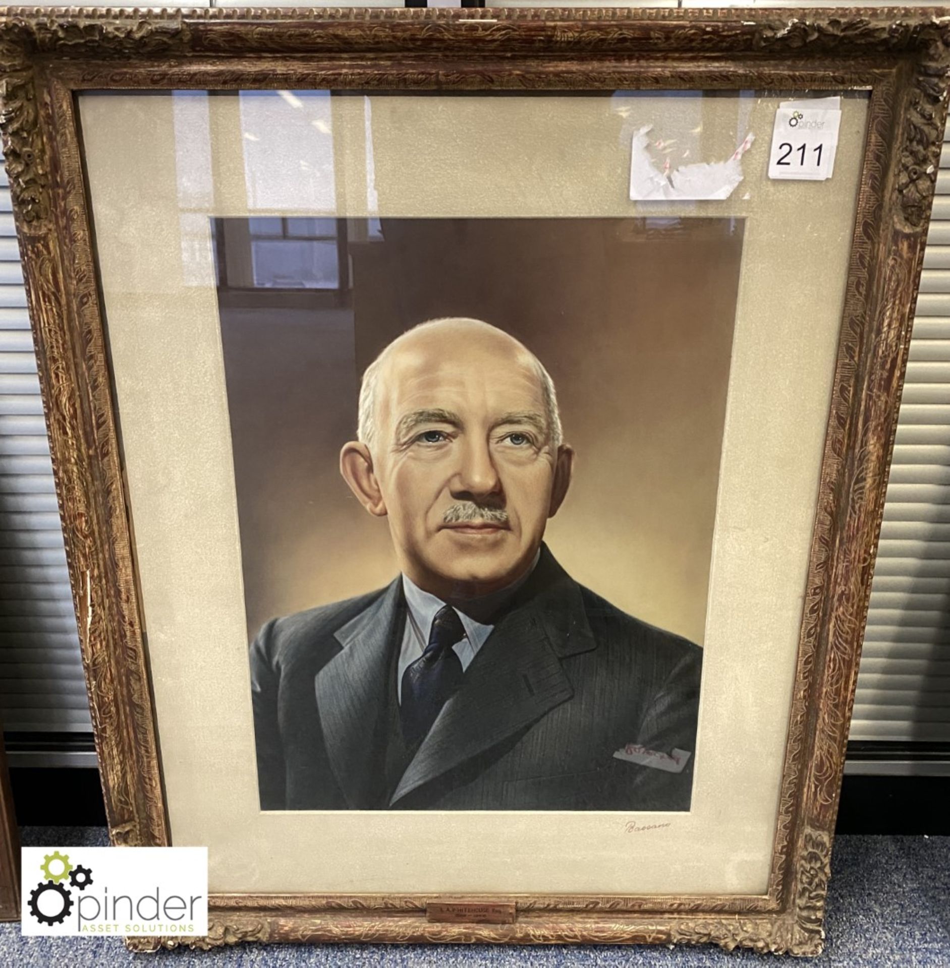 Framed and glazed Portrait of “L.A. Whitehouse, 1899-1946” by Bassano, 725mm x 900mm (located on 6th