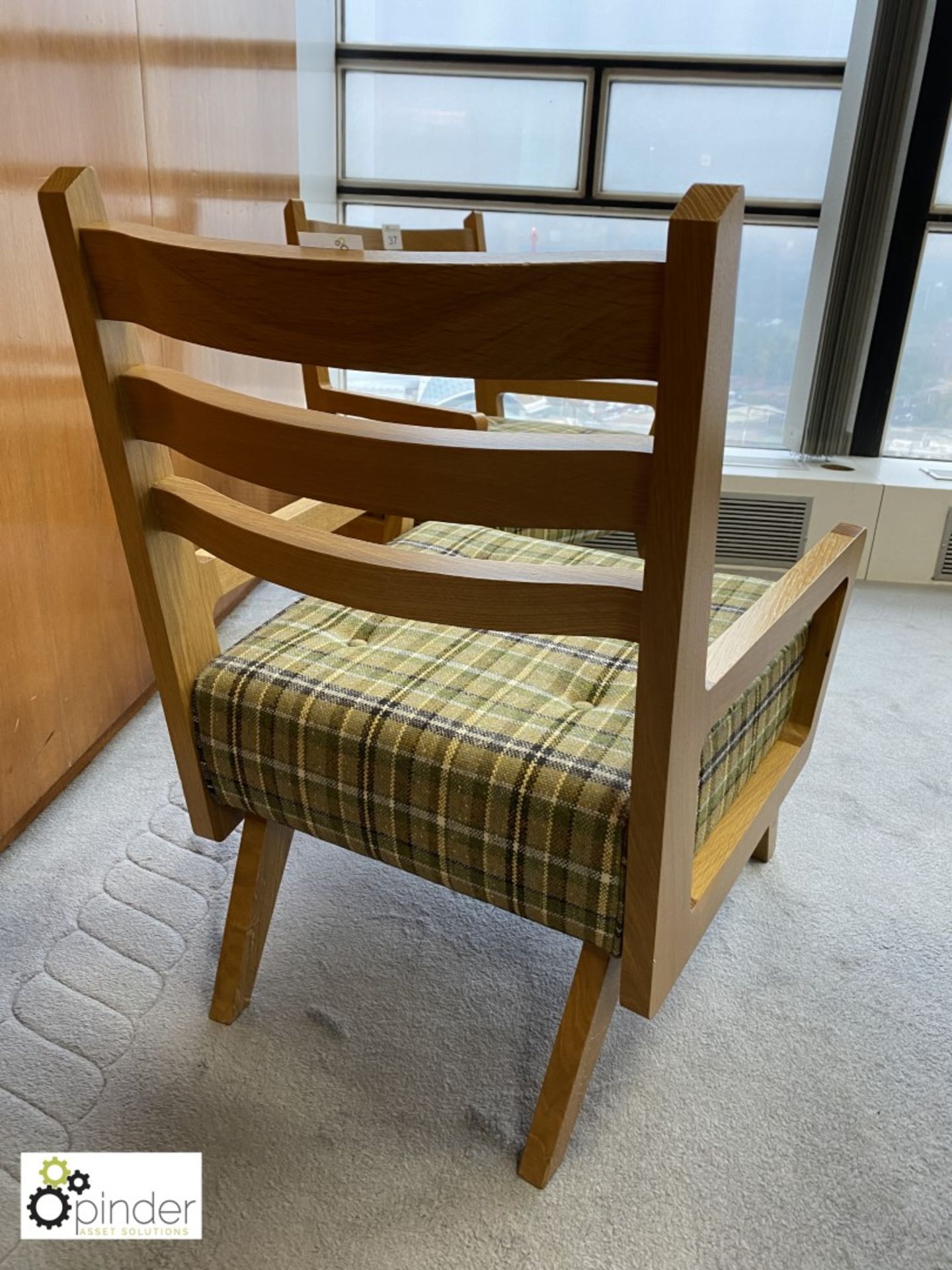 Pair oak framed and upholstered retro style Armchairs (located in Meeting Room 10 on 23rd Floor) - Image 3 of 3