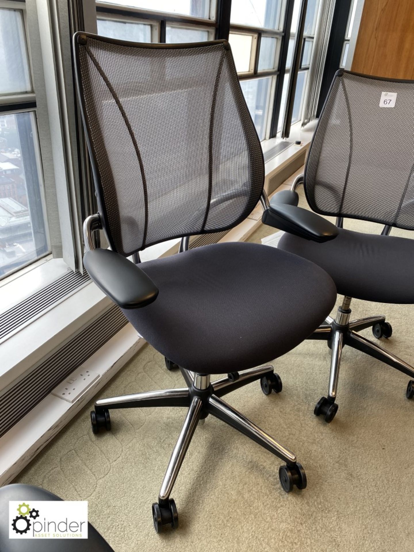 Pair upholstered/mesh back adjustable swivel office Armchairs (located in Meeting Room 15 on 23rd