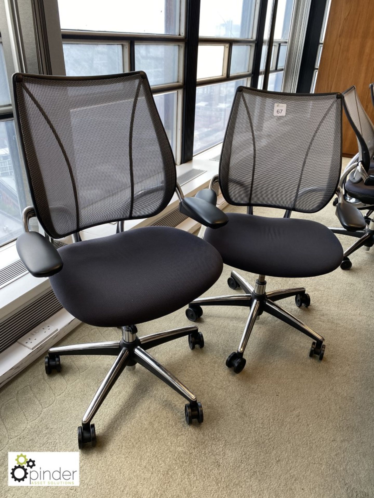 Pair upholstered/mesh back adjustable swivel office Armchairs (located in Meeting Room 15 on 23rd - Image 2 of 2