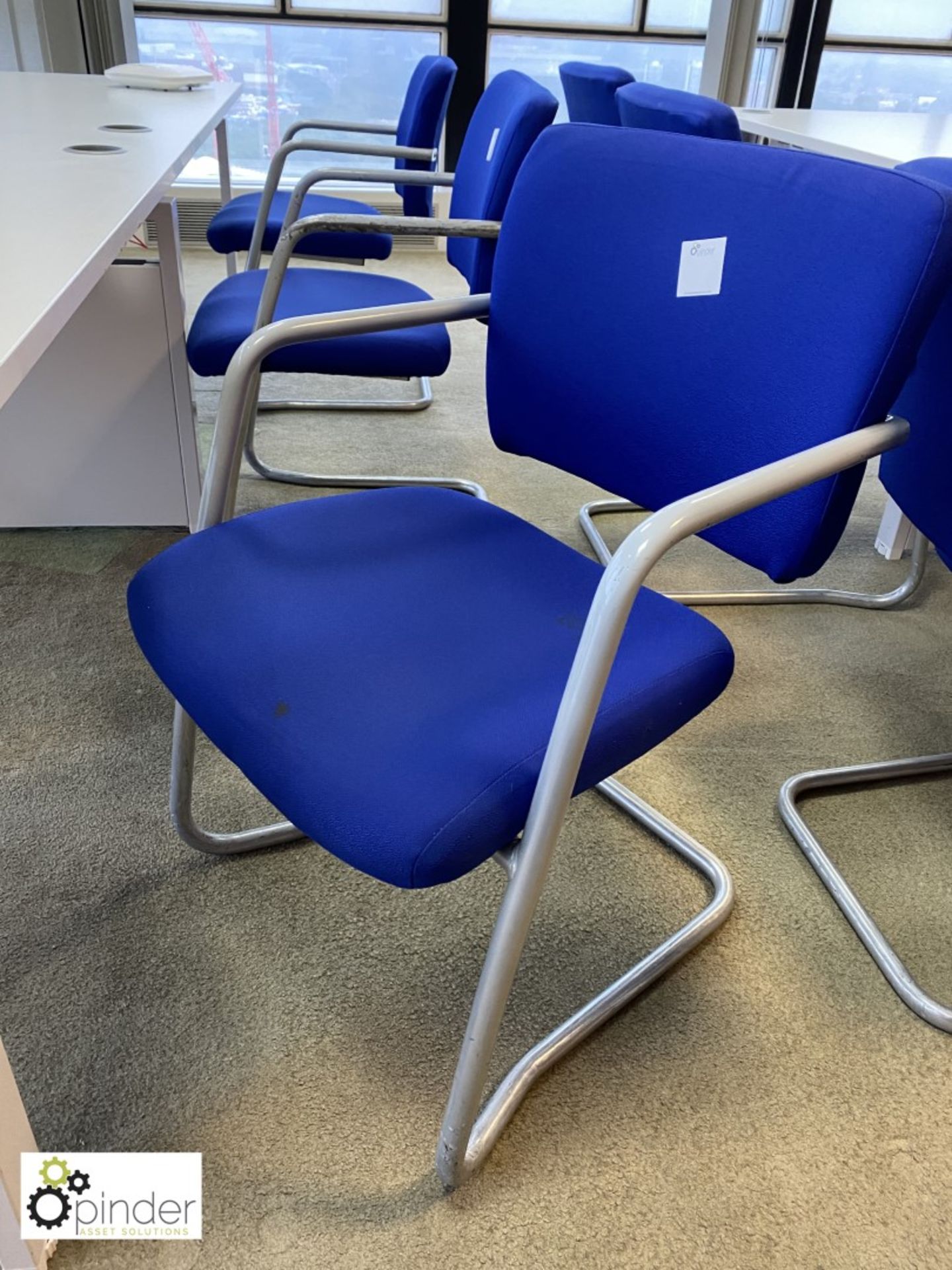 2-section Meeting Table, white, 2850mm x 800mm, with 6 upholstered cantilever meeting chairs, - Image 3 of 3