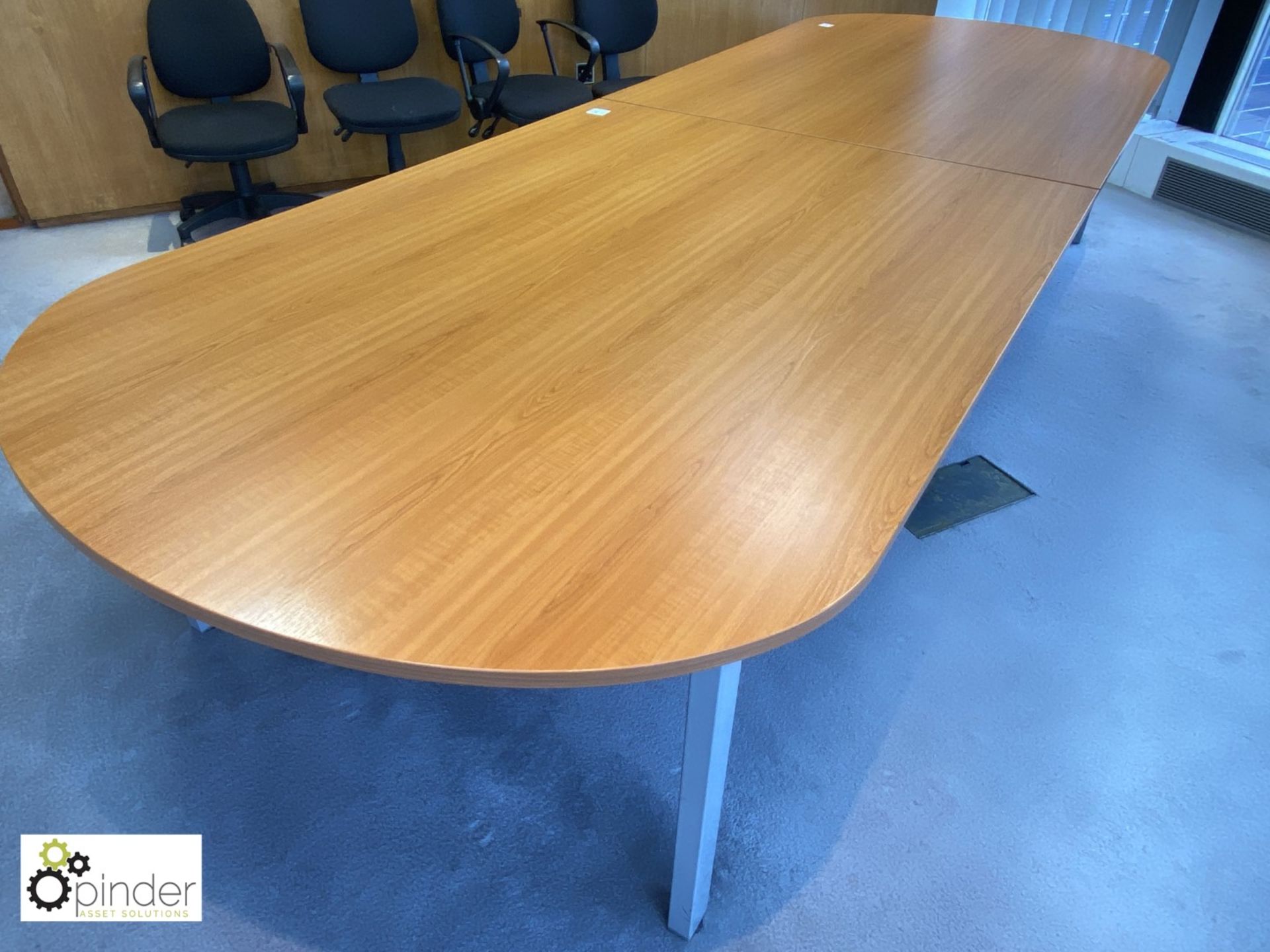 Beech effect D-end 2-section Meeting Table, 4000mm x 1400mm (located in Meeting Room 6 on 23rd - Image 2 of 4