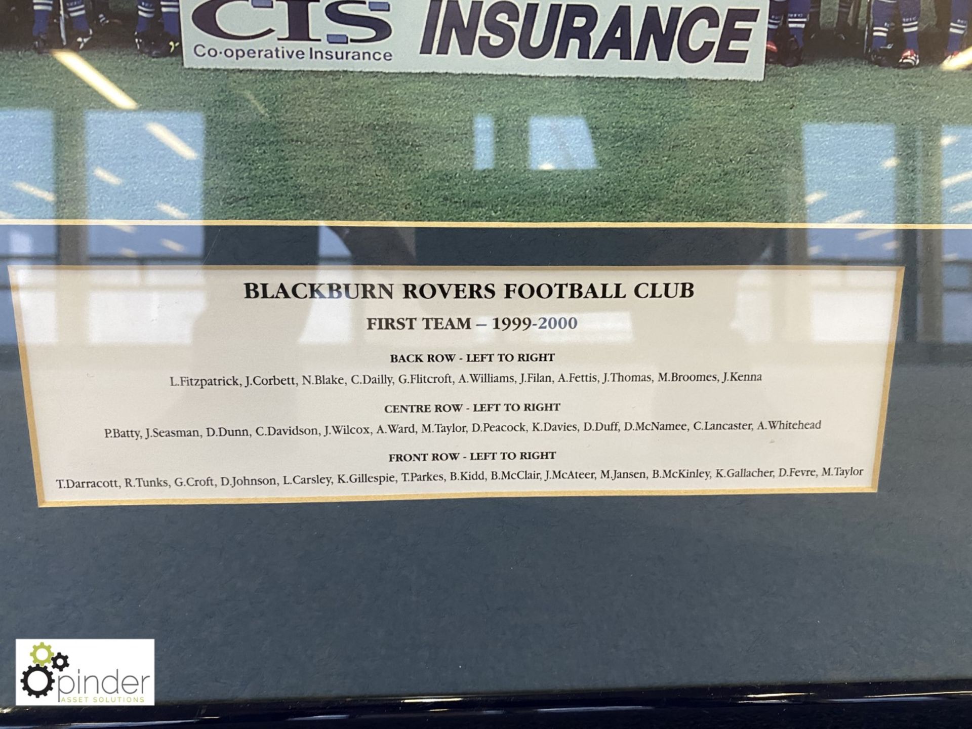 Framed and glazed Photograph “Blackburn Rovers FC, 1999-2000”, sponsored by CIS Insurance (located - Image 2 of 3