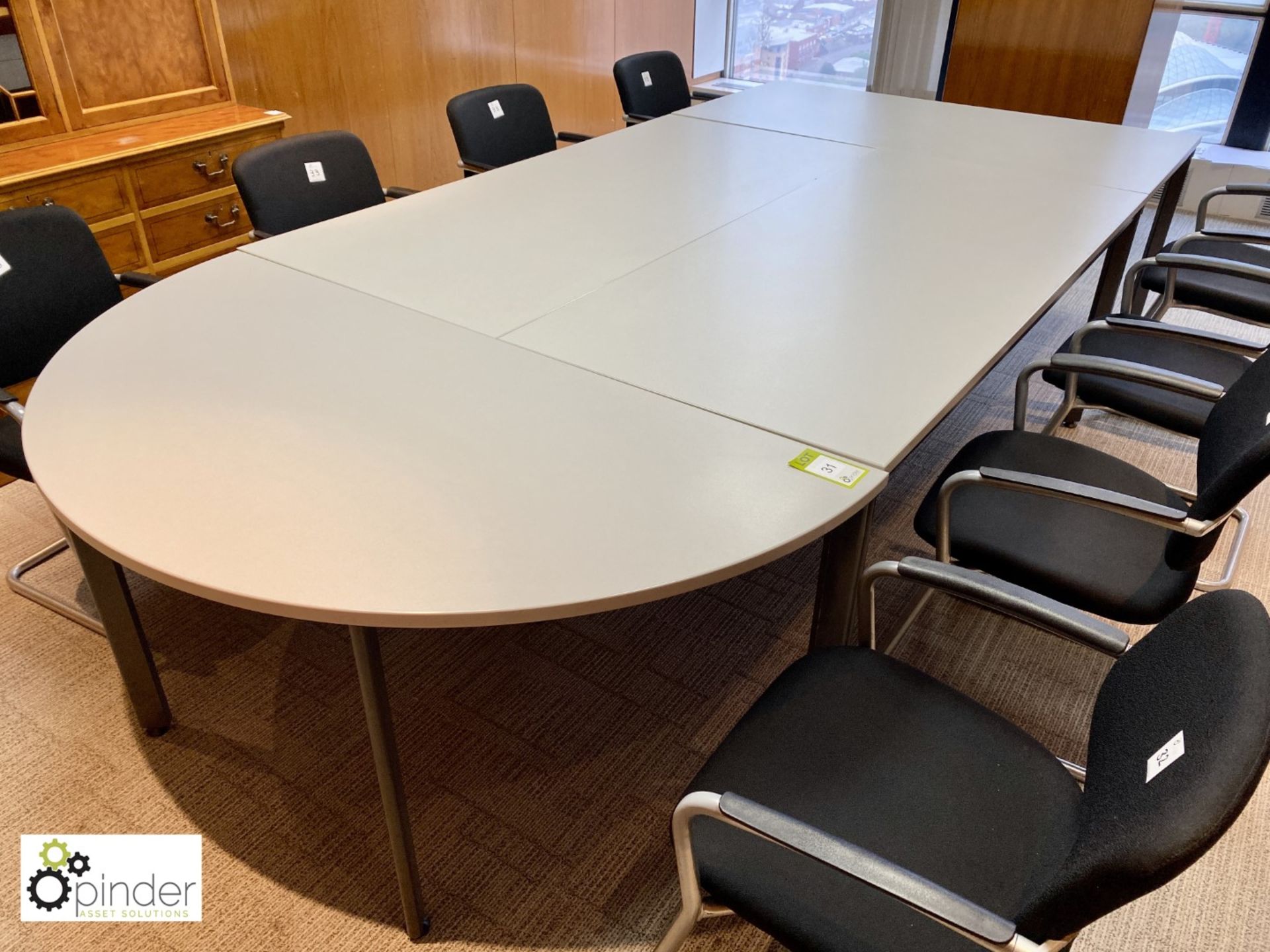 4-piece Meeting Table with curved end, overall length 3400mm x 1600mm (located in Meeting Room 9 - Image 2 of 3