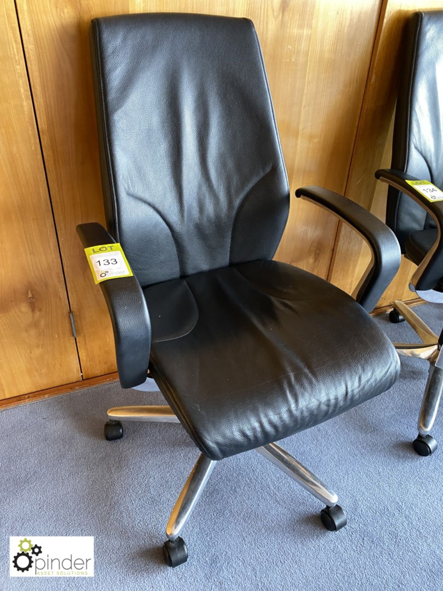 Orangebox Giroflex 64 leather upholstered swivel office Armchair (located in Boardroom Suite on 24th