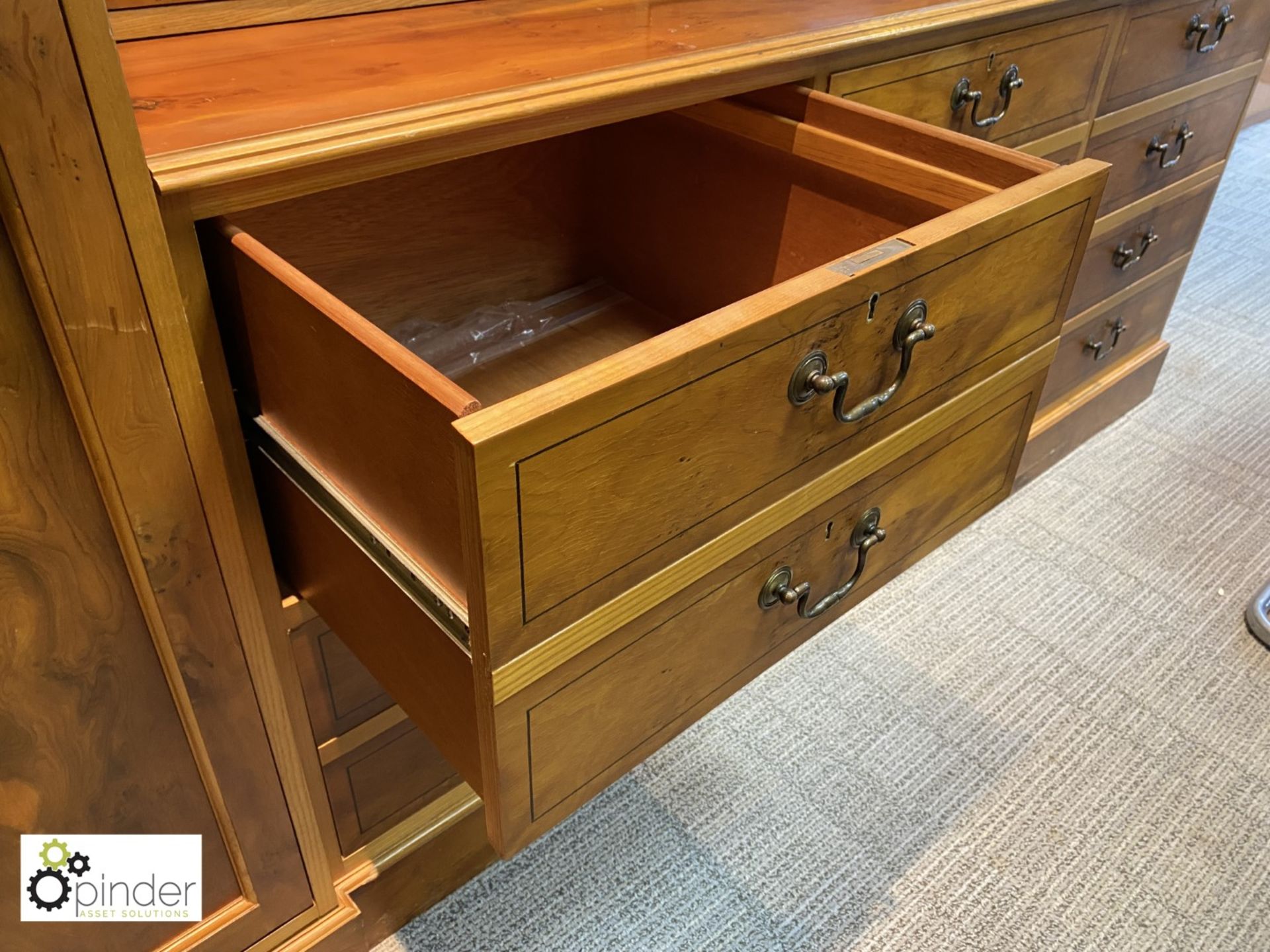 Walnut effect Bookcase, with 6-drawer base and full height cabinet, 2400mm x 600mm x 2140mm high ( - Image 6 of 7