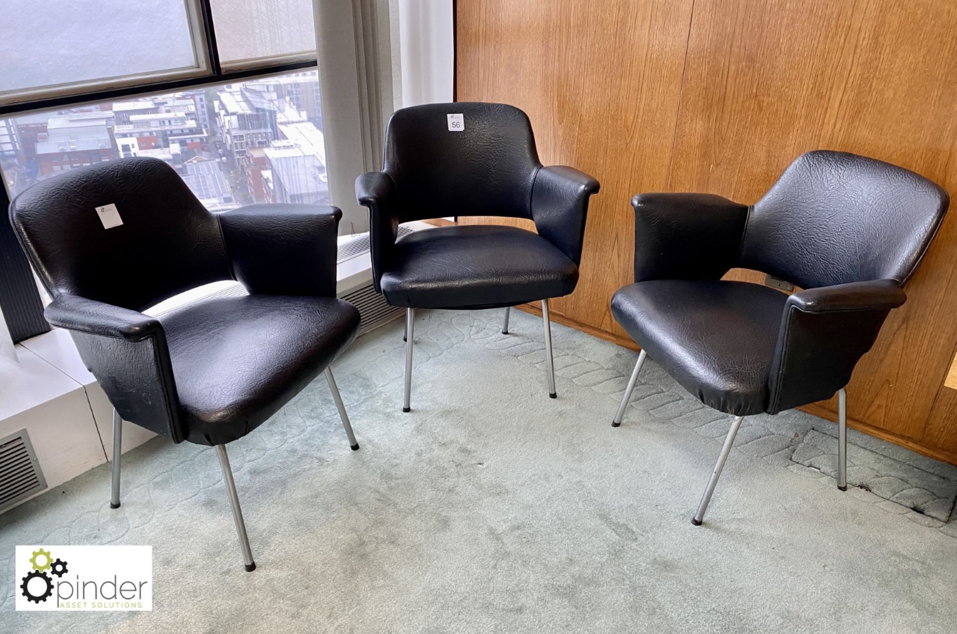 Set 3 leather upholstered retro Meeting Tub Chairs (located in Meeting Room 13 on 23rd Floor)