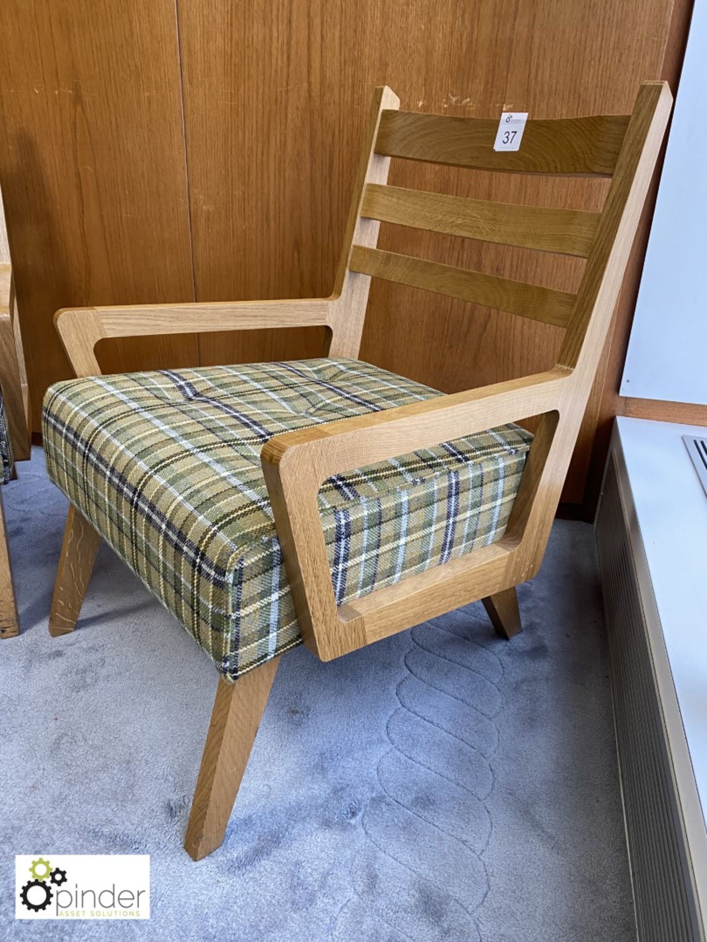 Pair oak framed and upholstered retro style Armchairs (located in Meeting Room 10 on 23rd Floor) - Image 2 of 3