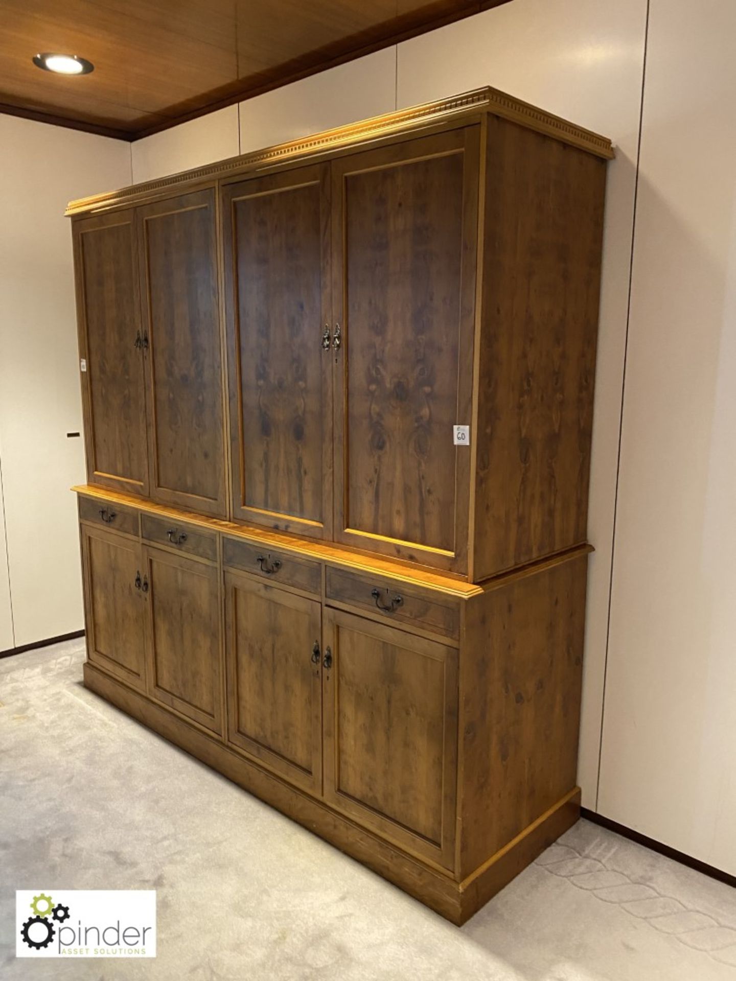 Walnut effect double door Cabinet, with base unit, 2210mm x 680mm x 2200mm high (located in - Image 2 of 4