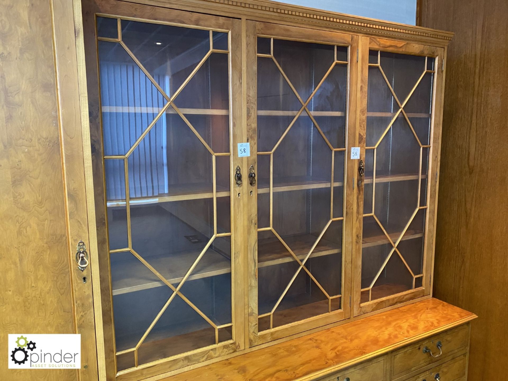 Walnut effect Bookcase, with 6-drawer base and full height cabinet, 2400mm x 600mm x 2140mm high, no - Image 4 of 6