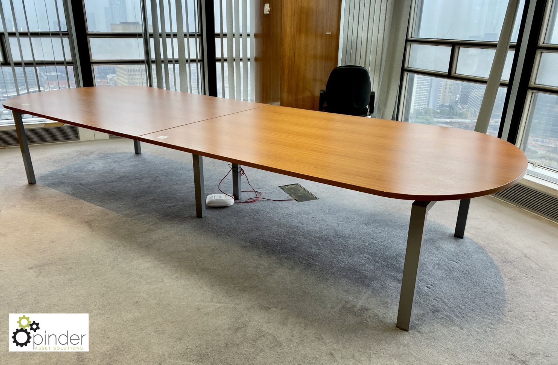 Beech effect D-end 2-section Meeting Table, 4000mm x 1400mm (located in Meeting Room 6 on 23rd
