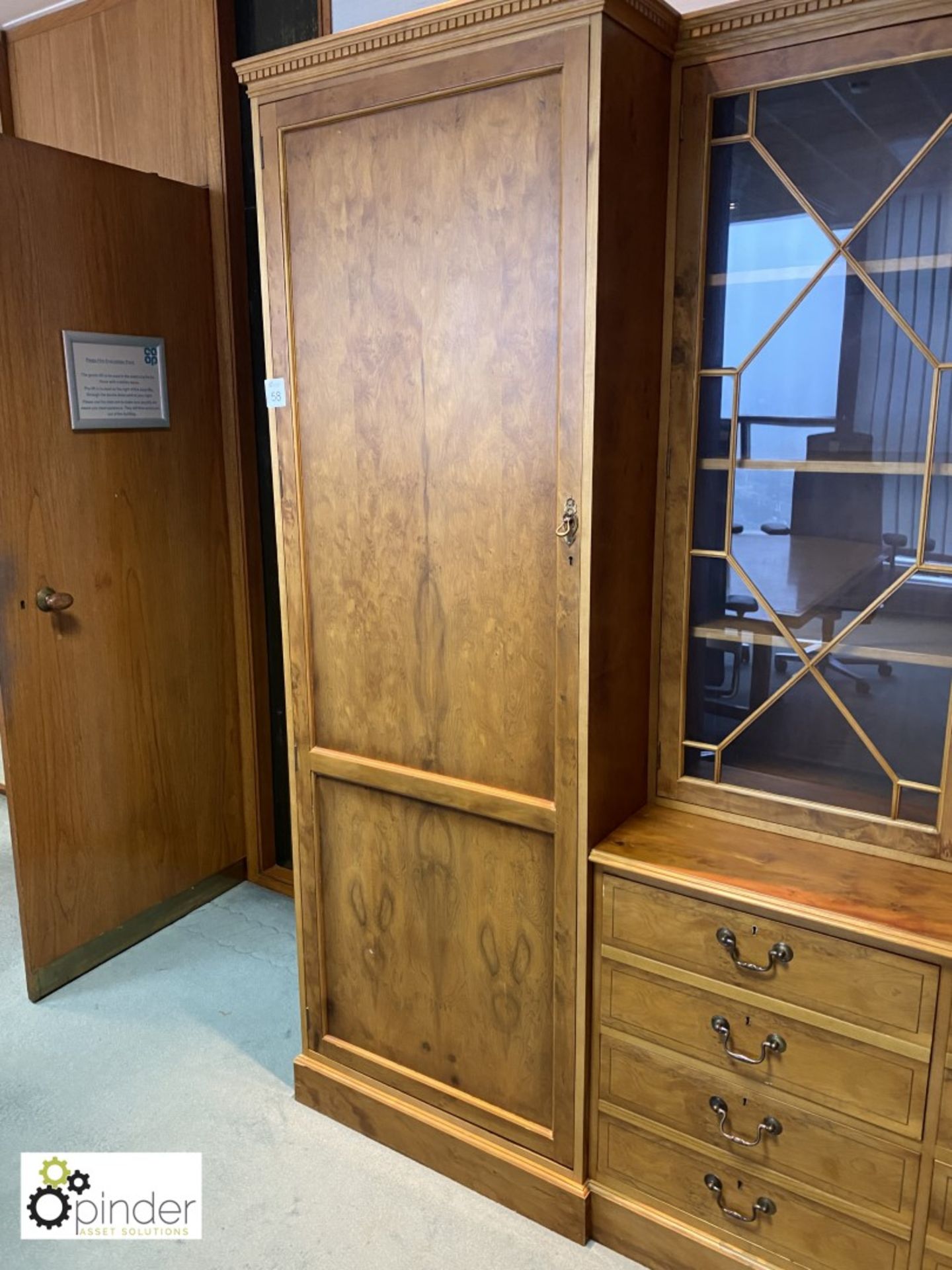 Walnut effect Bookcase, with 6-drawer base and full height cabinet, 2400mm x 600mm x 2140mm high, no - Image 3 of 6