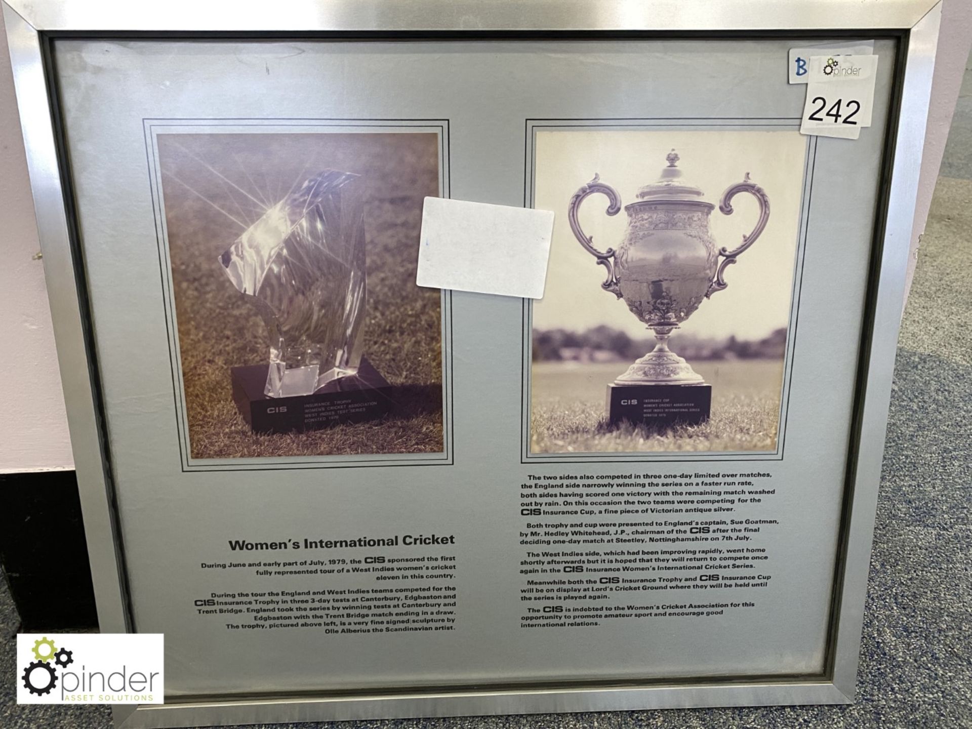 Framed and glazed Print depicting Women’s International Cricket, June – July 1979 (located on 6th