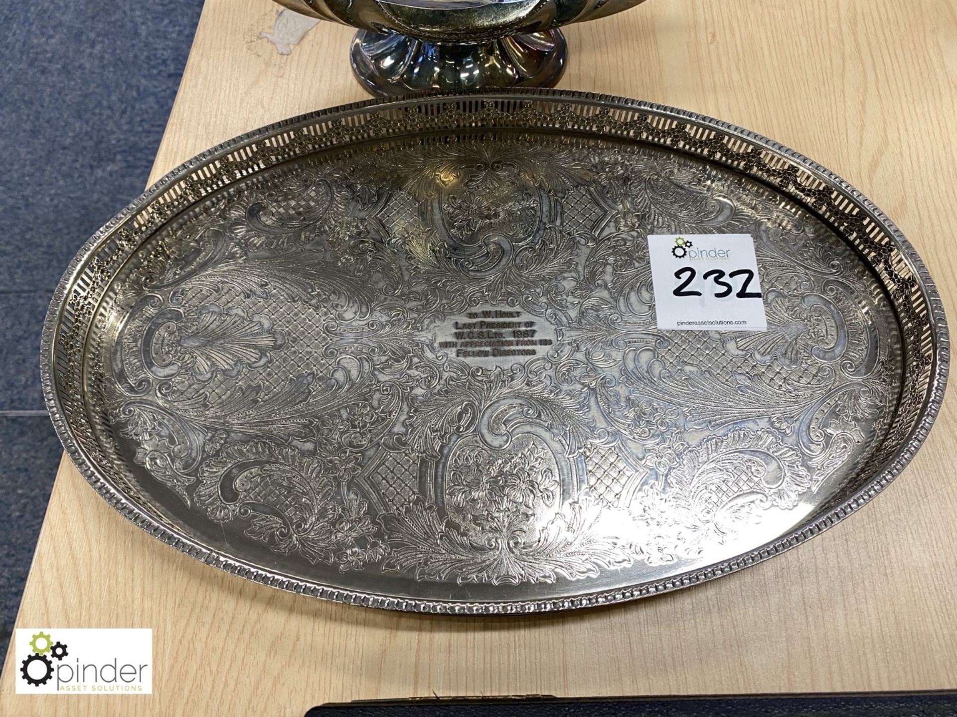 Silver plated on copper tray to W Hoult, President WCS 1987 and Partnership Dish (located on 6th - Image 2 of 4