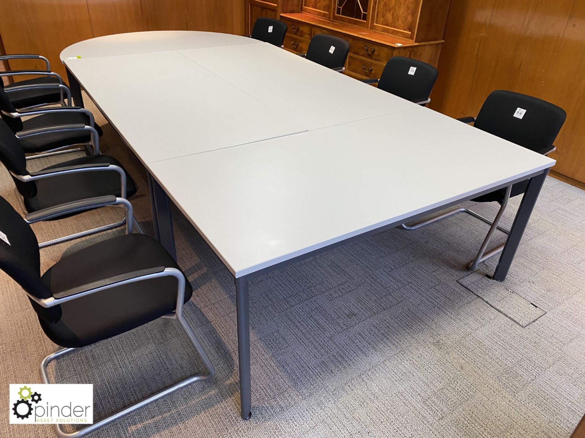 4-piece Meeting Table with curved end, overall length 3400mm x 1600mm (located in Meeting Room 9 - Image 3 of 3