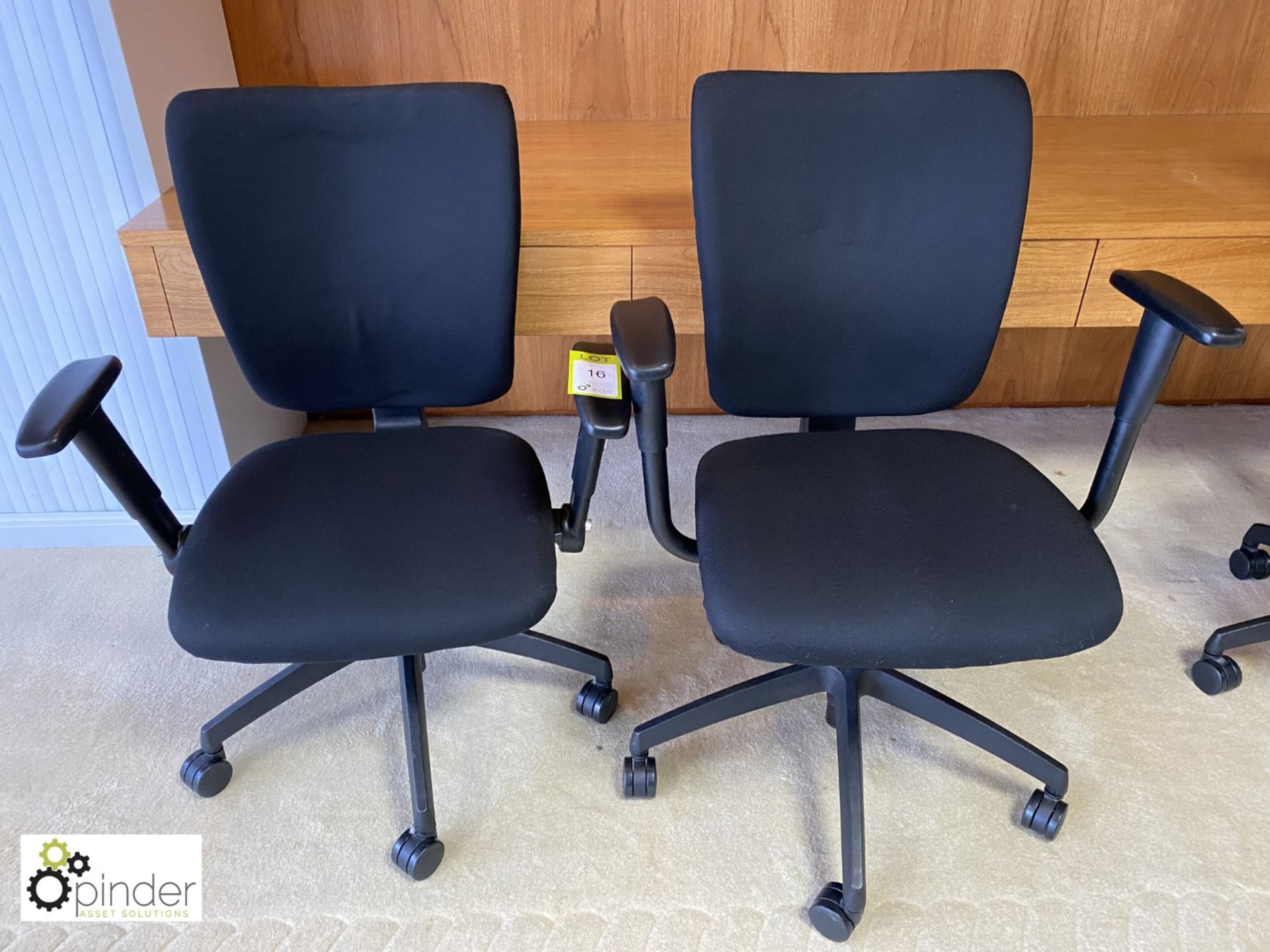 Pair Broadstock upholstered adjustable swivel office Armchairs, black (located in Boardroom on