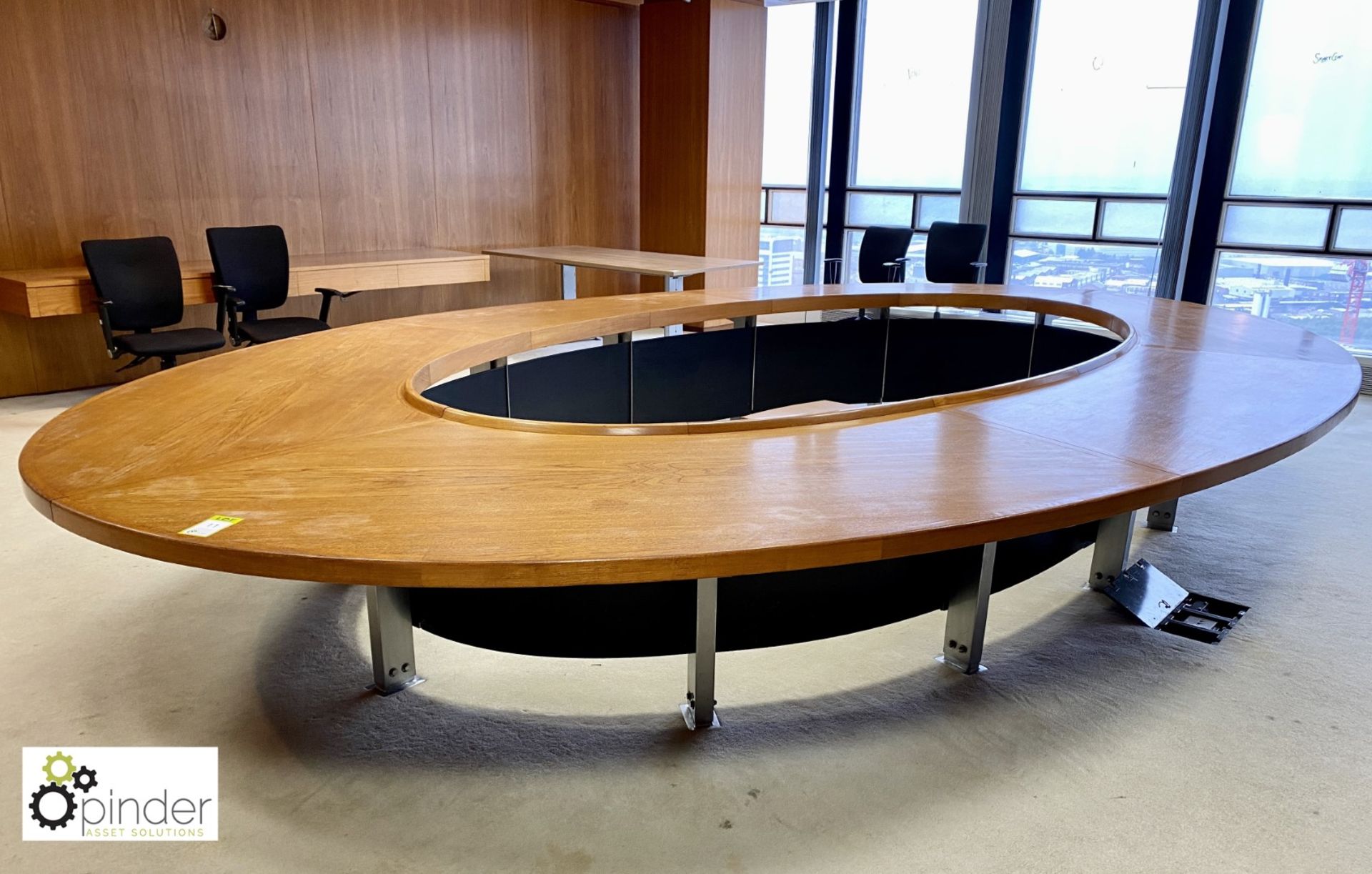 Teak oval Boardroom Table, 5650mm x 3500mm (located in Boardroom on 23rd Floor) - Image 2 of 6