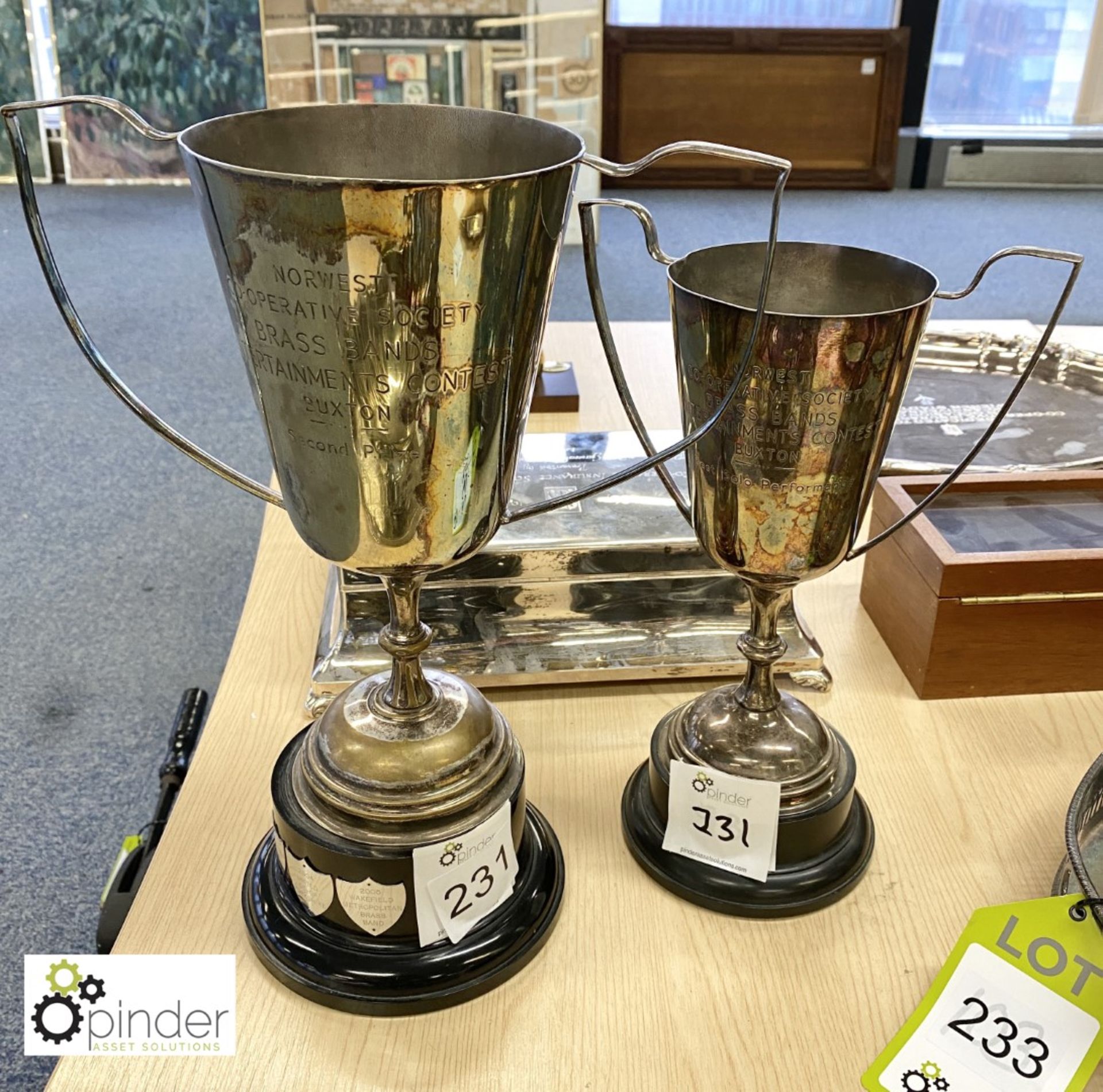 2 silver plate Trophies, Norwest Co-Op Society Brass Band Contest, Buxton (located on 6th Floor)