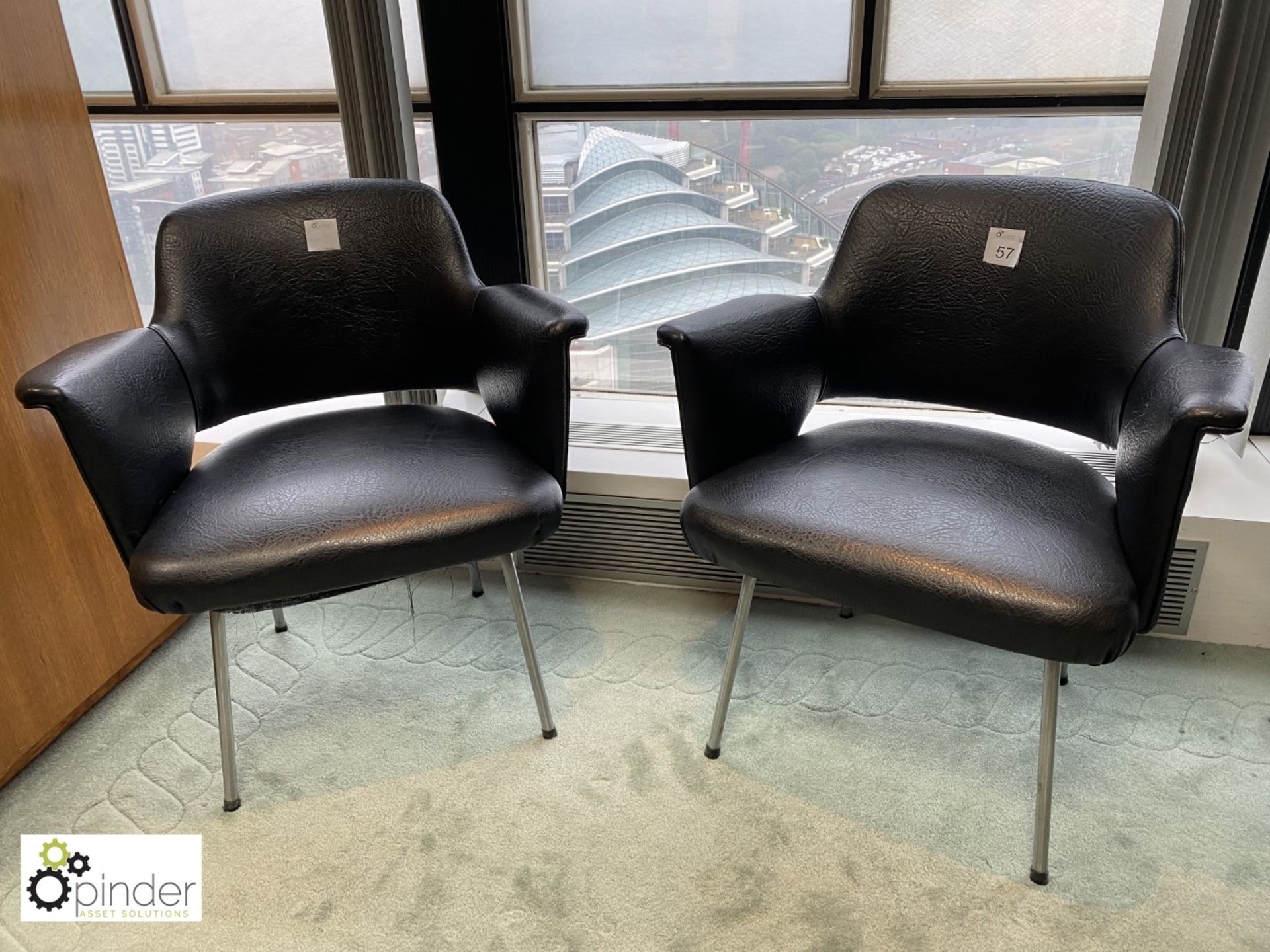 Set 2 leather upholstered retro Meeting Tub Chairs (located in Meeting Room 13 on 23rd Floor)