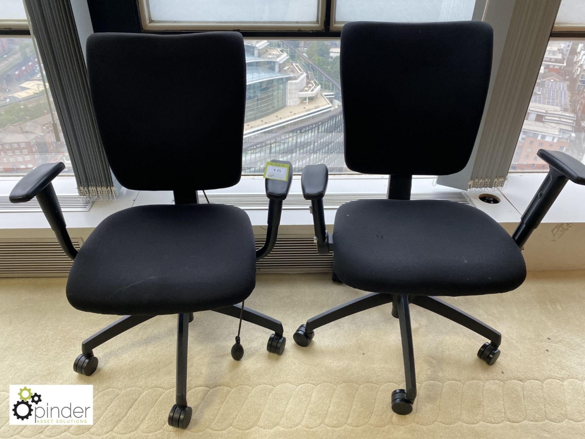 Pair Broadstock upholstered adjustable swivel office Armchairs, black (located in Boardroom on