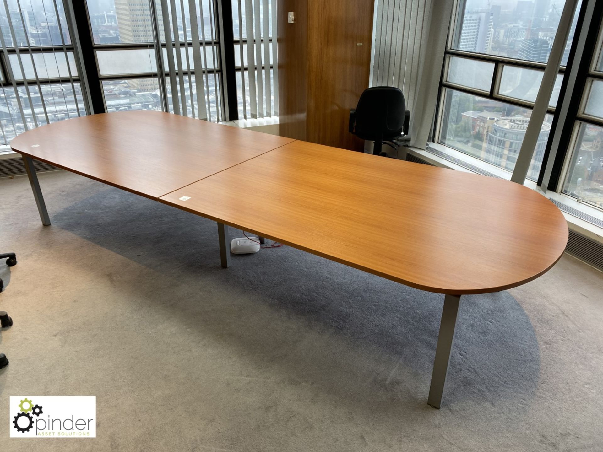 Beech effect D-end 2-section Meeting Table, 4000mm x 1400mm (located in Meeting Room 6 on 23rd - Image 3 of 4
