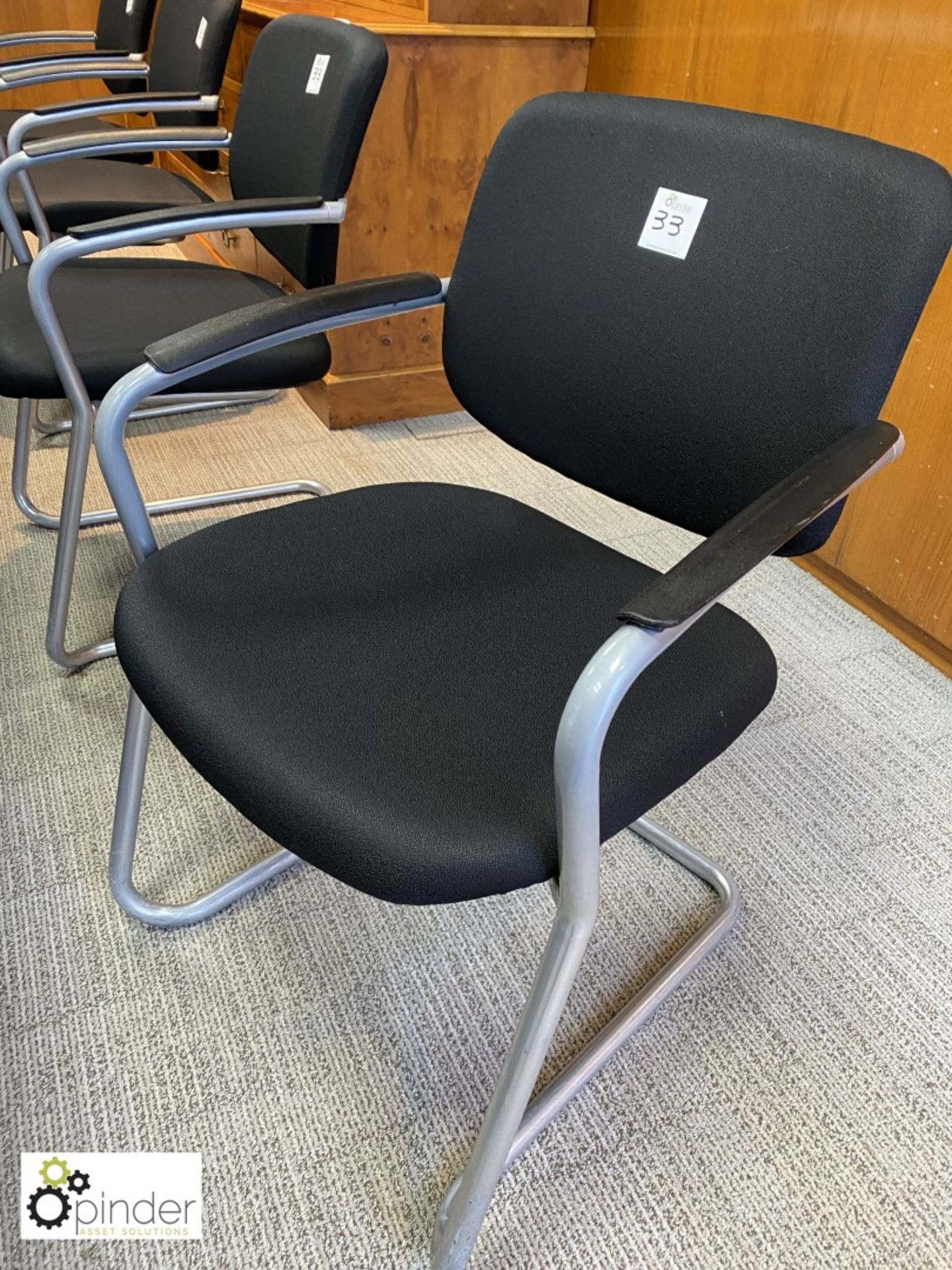 Set 4 upholstered cantilever Meeting Chairs, black (located in Meeting Room 9 on 23rd Floor) - Image 2 of 2