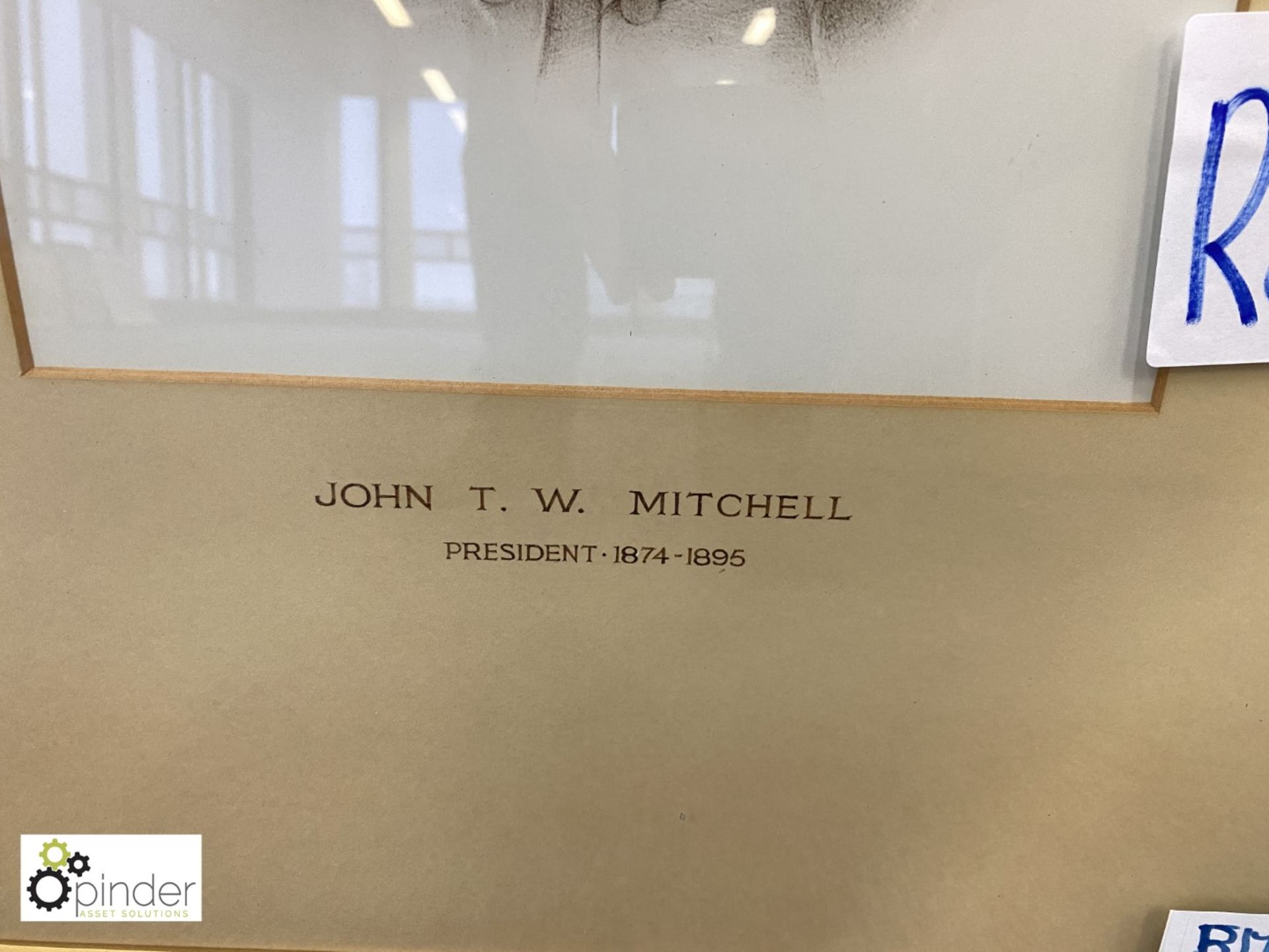 Framed and glazed Portrait of “John T.W. Mitchell, President, 1874-1895” (located on 6th Floor) - Image 2 of 2