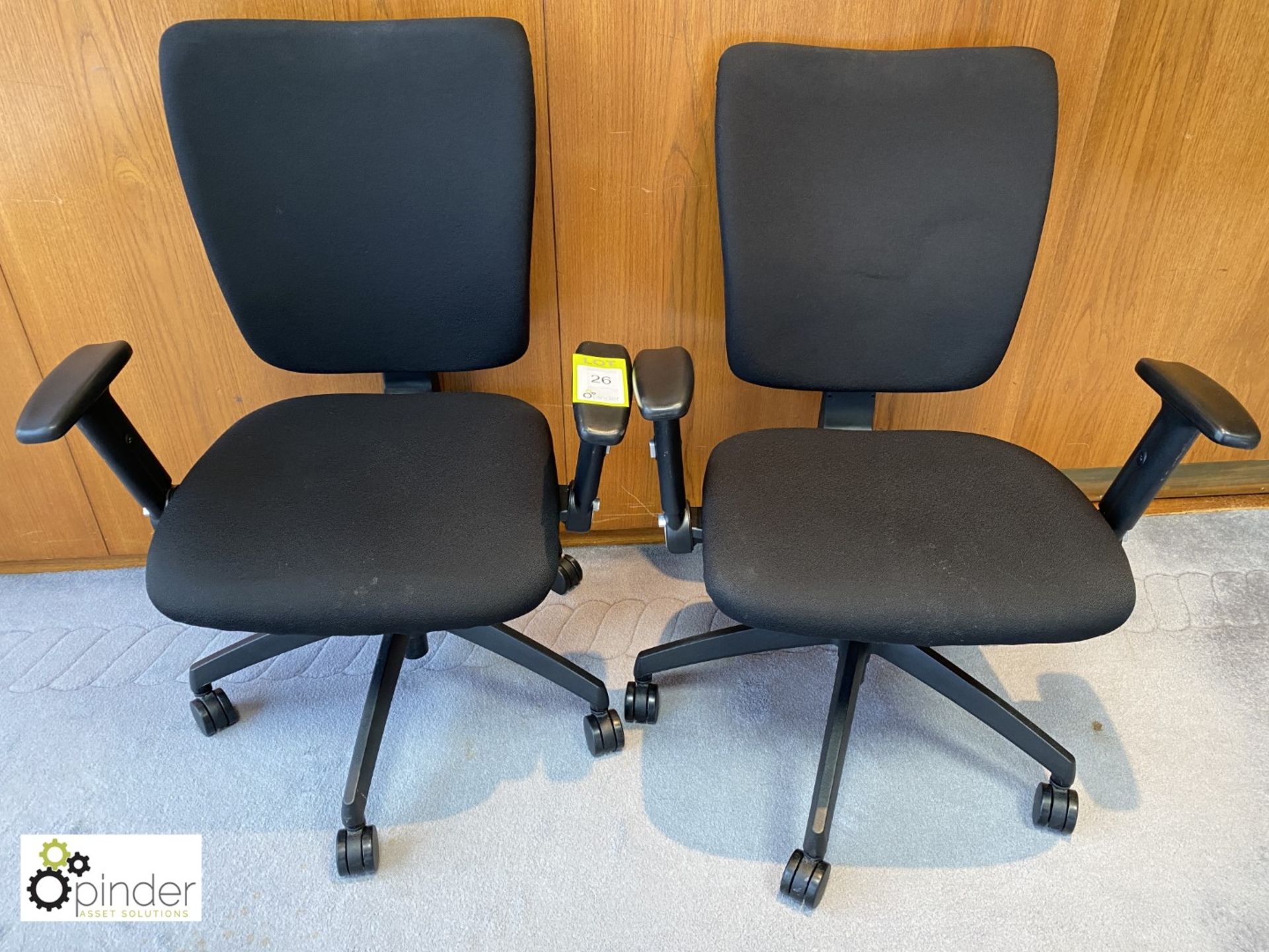 Pair Broadstock upholstered adjustable swivel office Armchairs, black (located in Meeting Room 6