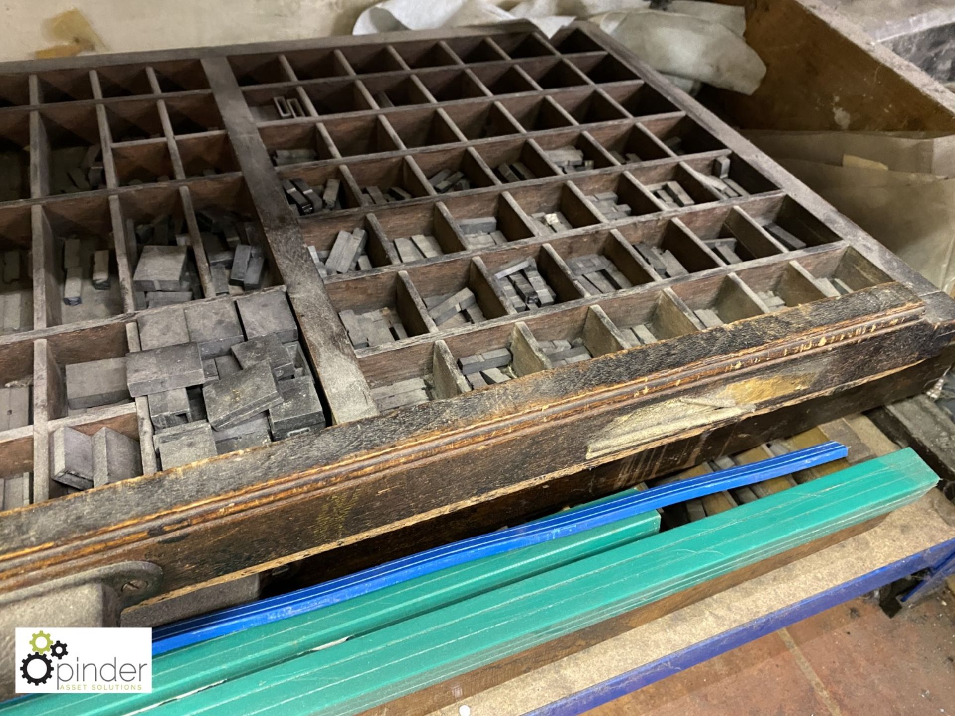 Quantity Letterpress Packing Rules, 10 Type Plates, Type Cases, Lead Type to 5 drawers (please - Image 9 of 10