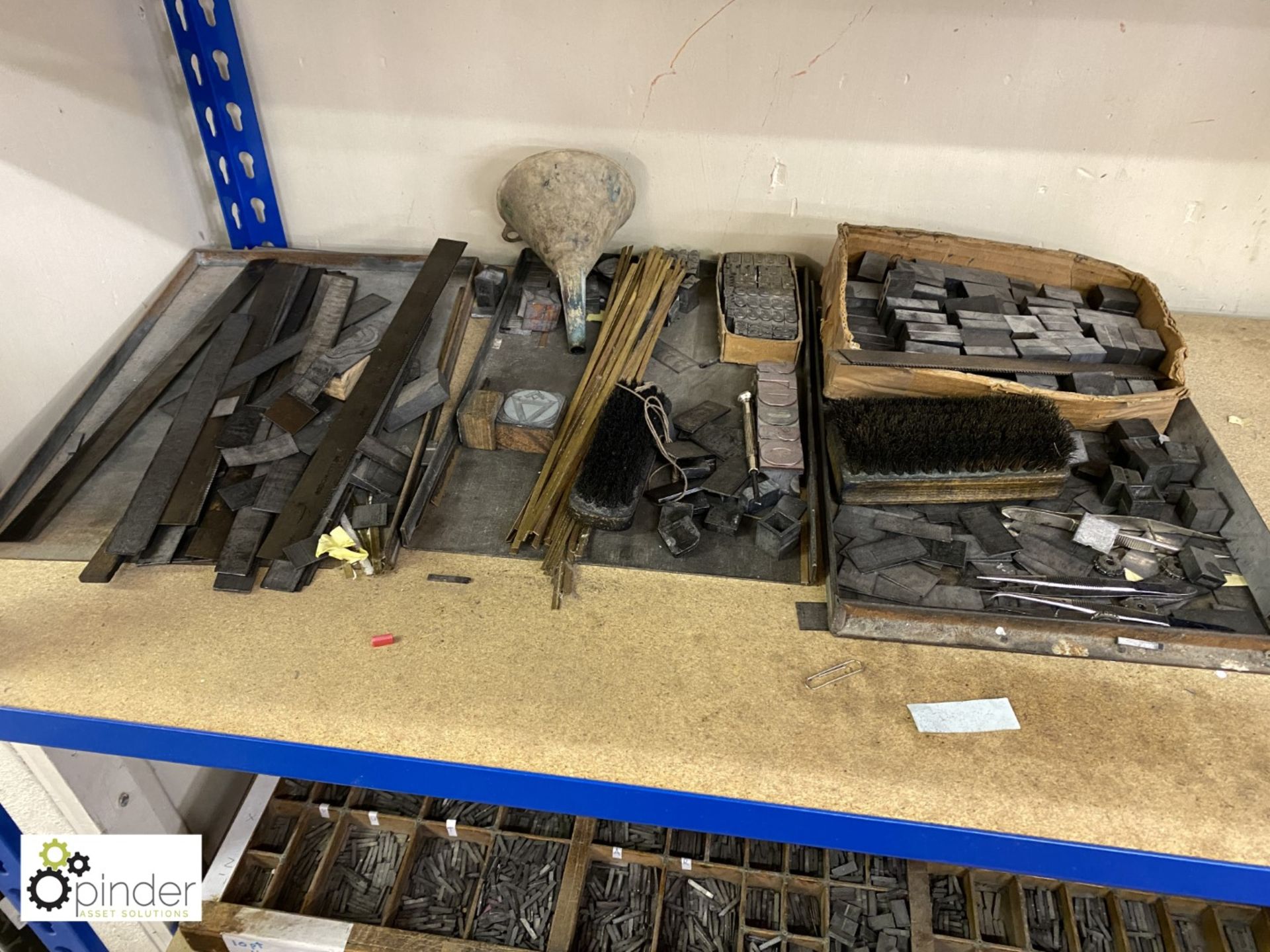 Quantity Letterpress Packing Rules, 10 Type Plates, Type Cases, Lead Type to 5 drawers (please - Image 6 of 10