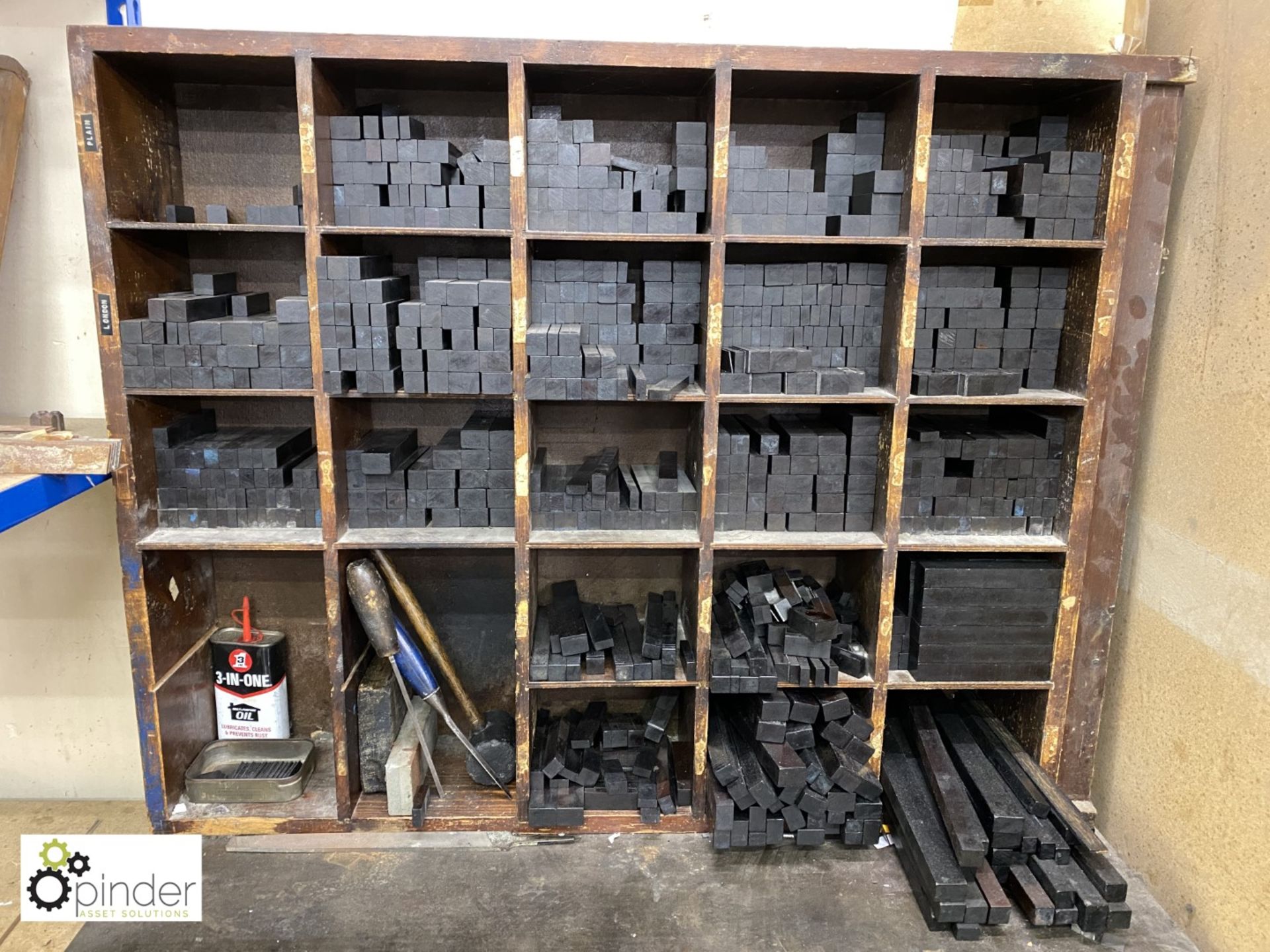 Quantity Letterpress Packings, including 25 hole rack (please note this lot is located in