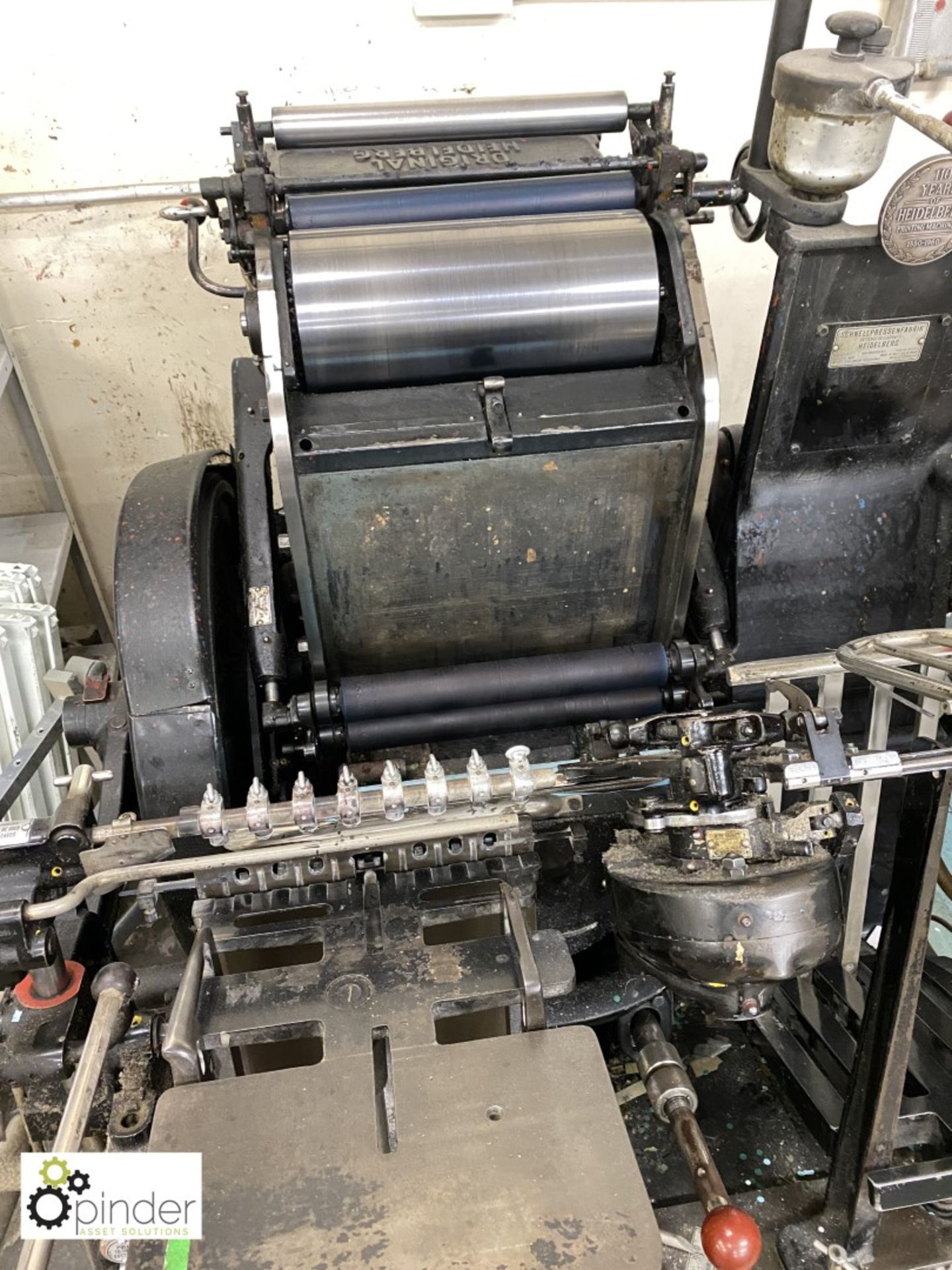 Heidelberg 10x15 Platen Press, serial number T128621E, with 2 chases (please note this lot is - Image 4 of 7