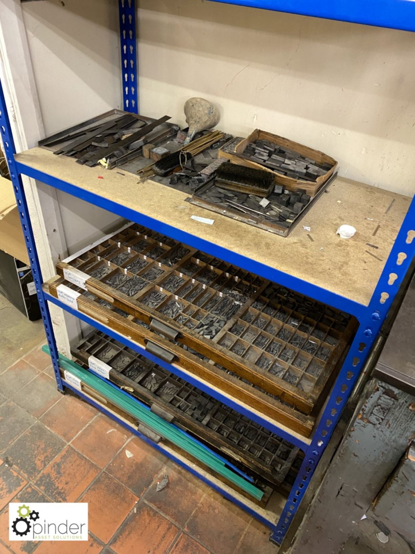 Quantity Letterpress Packing Rules, 10 Type Plates, Type Cases, Lead Type to 5 drawers (please - Image 2 of 10