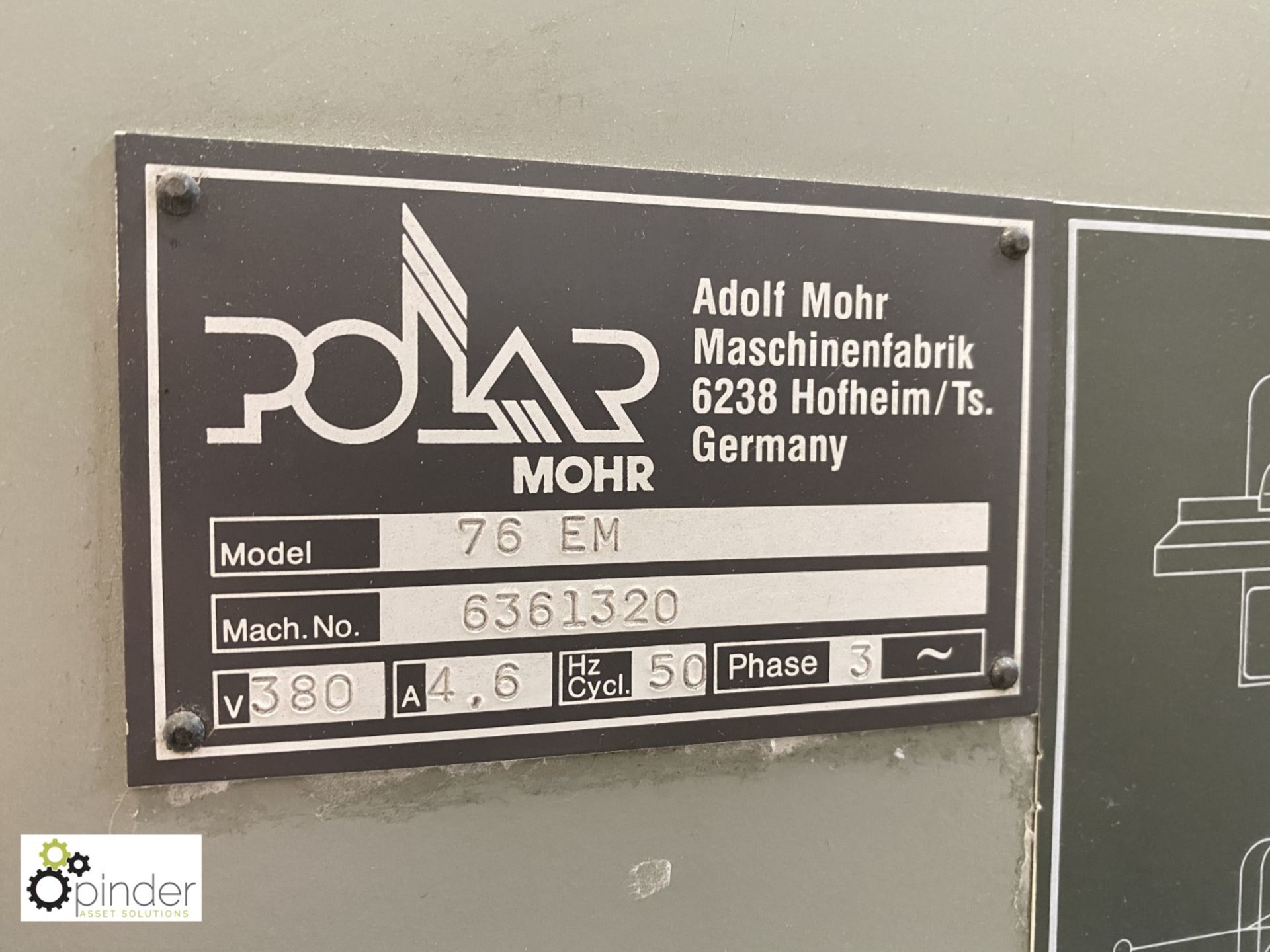 Polar Mohr 76EM Guillotine, serial number 6361320, with spare blade (please note this lot is located - Image 5 of 6