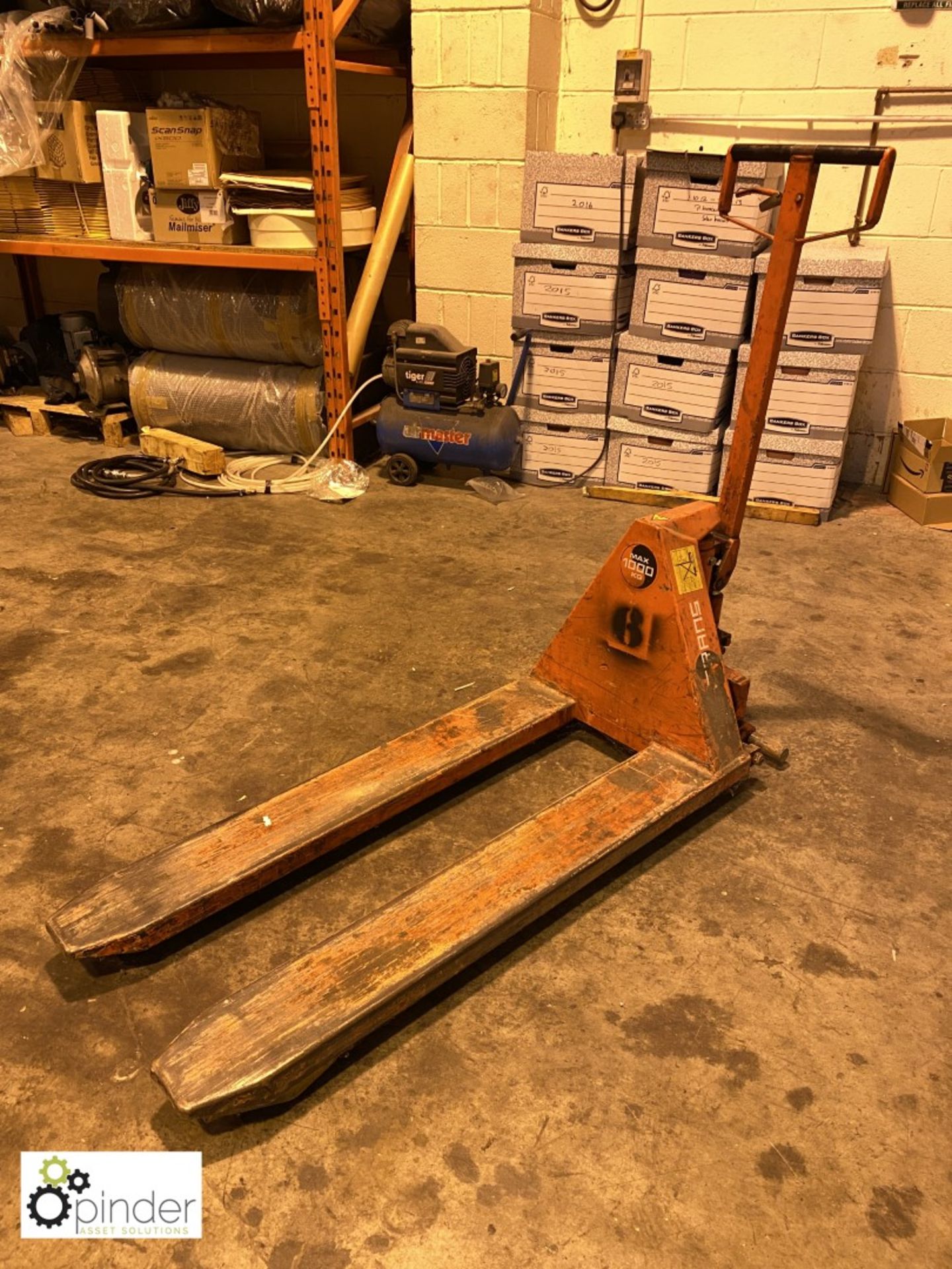 Logitrans high lift Pallet Truck, 1000kg, 1140mm tines (please note this lot is located in Wakefield