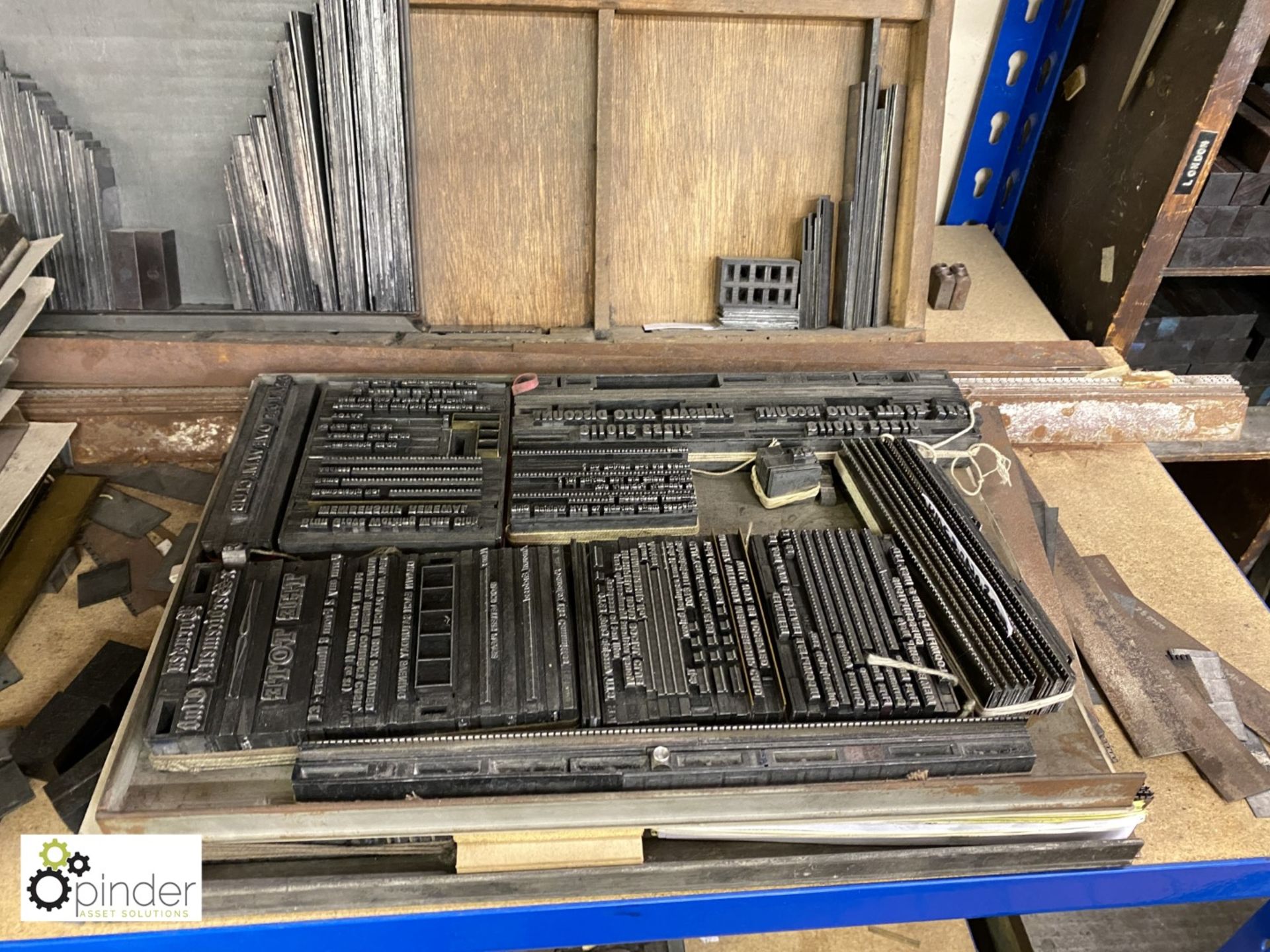 Quantity Letterpress Packing Rules, 10 Type Plates, Type Cases, Lead Type to 5 drawers (please - Image 4 of 10