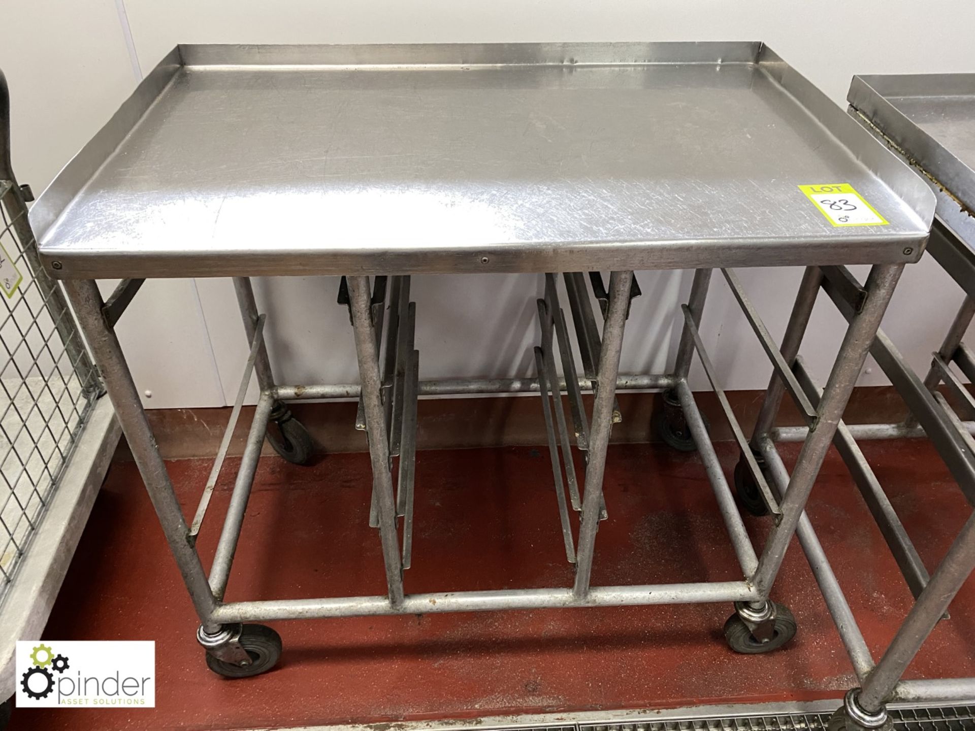 Tubular framed stainless steel top Tray Trolley, 980mm x 600mm (located in Main Kitchen,