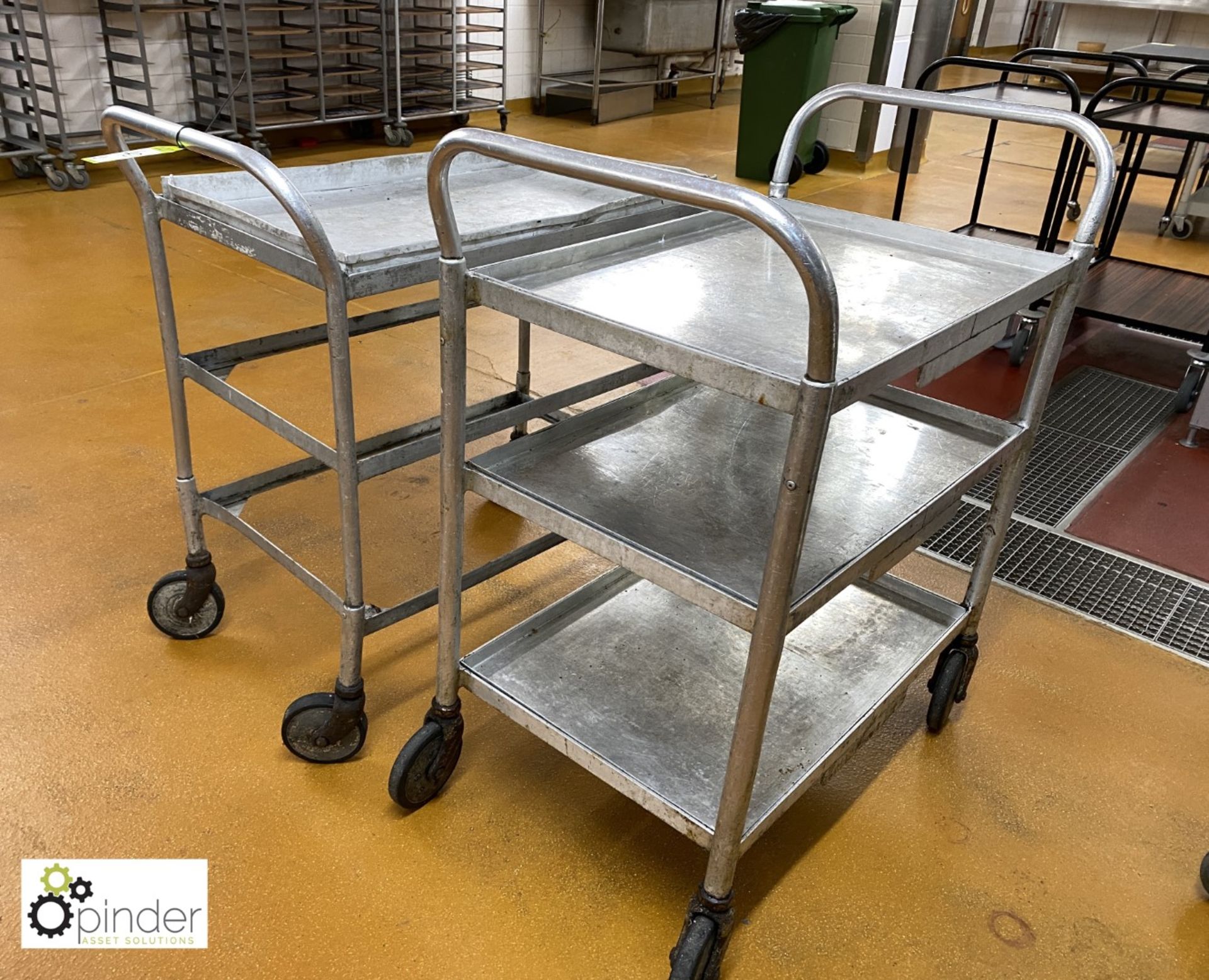 2 tubular framed 3-tier Serving Trolleys (located in Main Kitchen, Basement) **** please note this