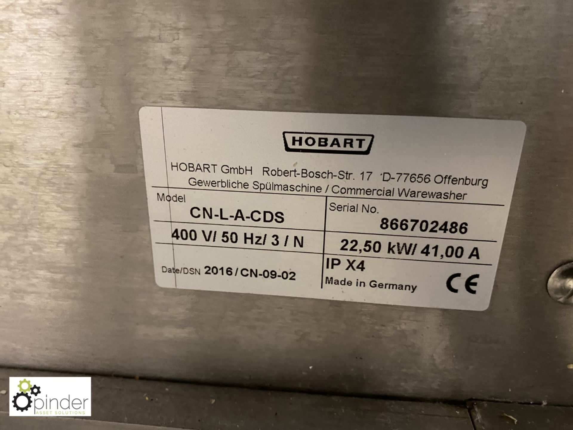 Hobart CN-L-A-CDS through feed Dishwasher, serial number 866702486, 415volts, with Jeyes YD10 dosing - Image 10 of 19