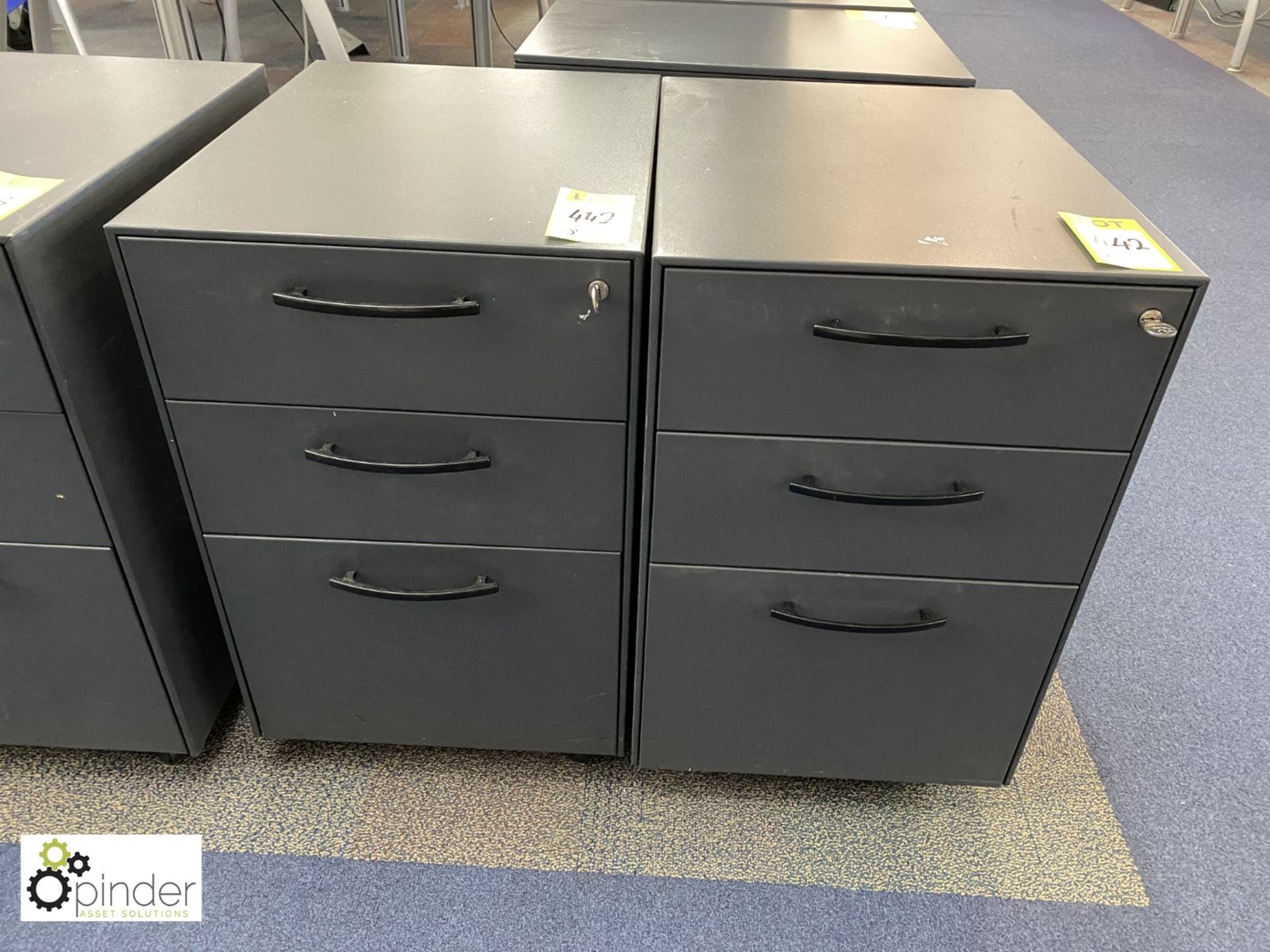 2 steel 3-drawer Pedestals, with handles and keys (located in Main Office, 4th Floor) **** please