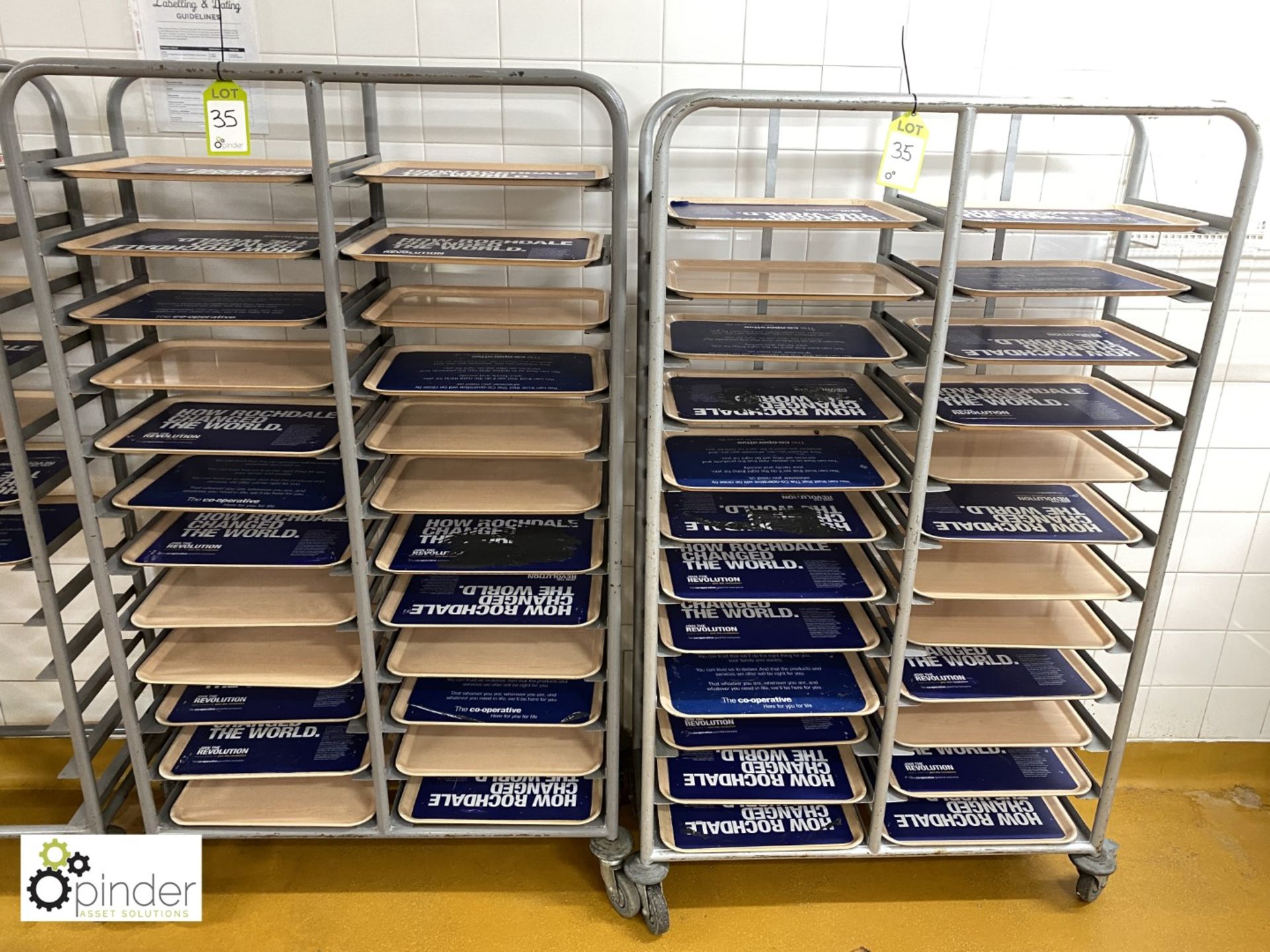 2 tubular framed 24-tray mobile Racks, including trays (located in Main Kitchen, Basement) ****