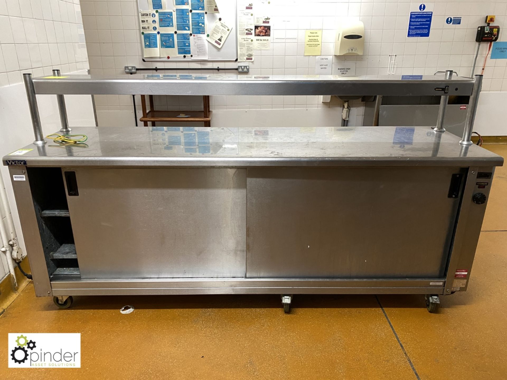 Victor stainless steel Heated Servery, 2300mm x 700mm, with heated gantry, 415volts (located in Main
