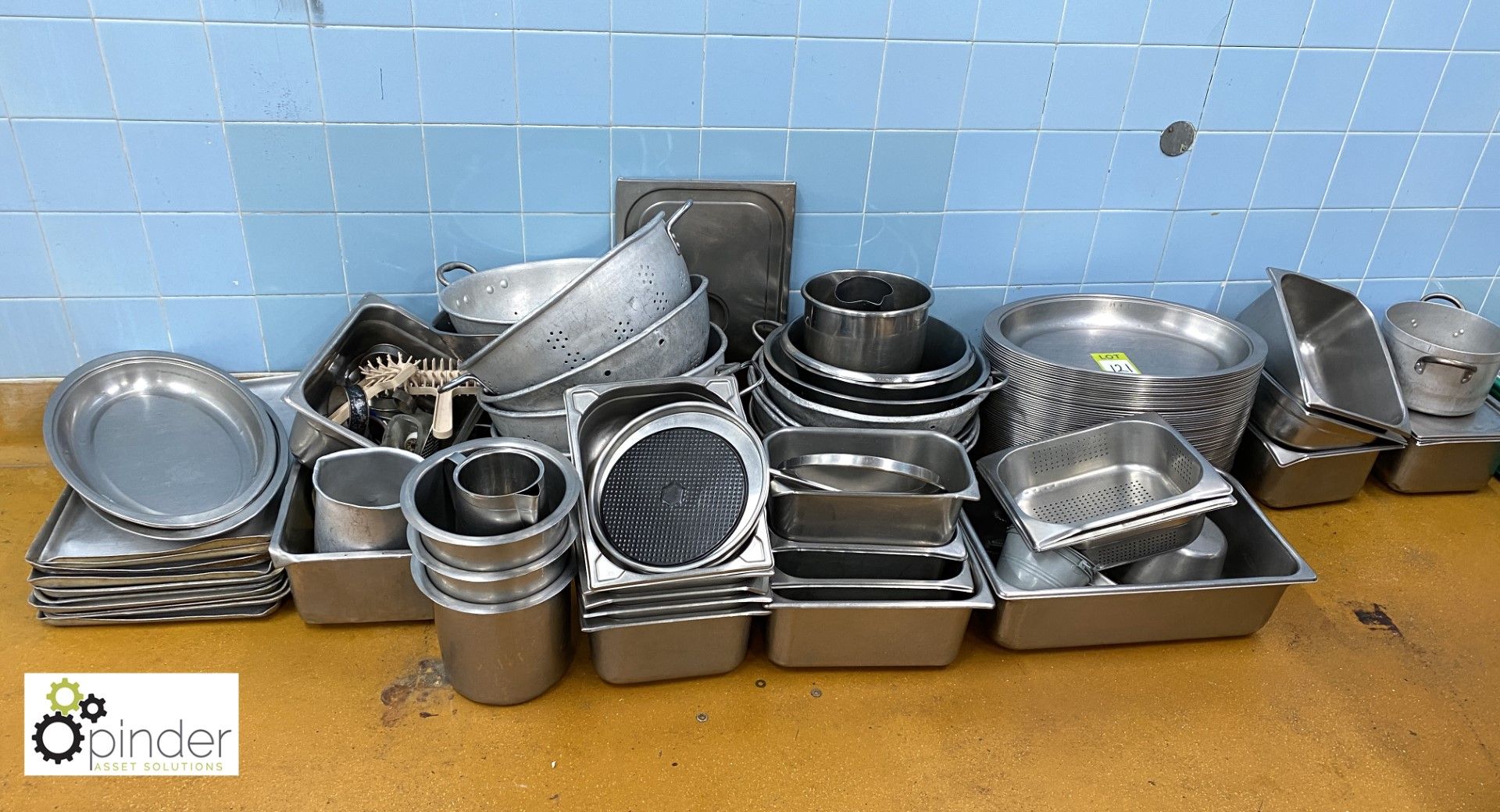 Large quantity Serving Trays, Colanders, Jugs, etc (located in Pot Wash Room, Basement) ****