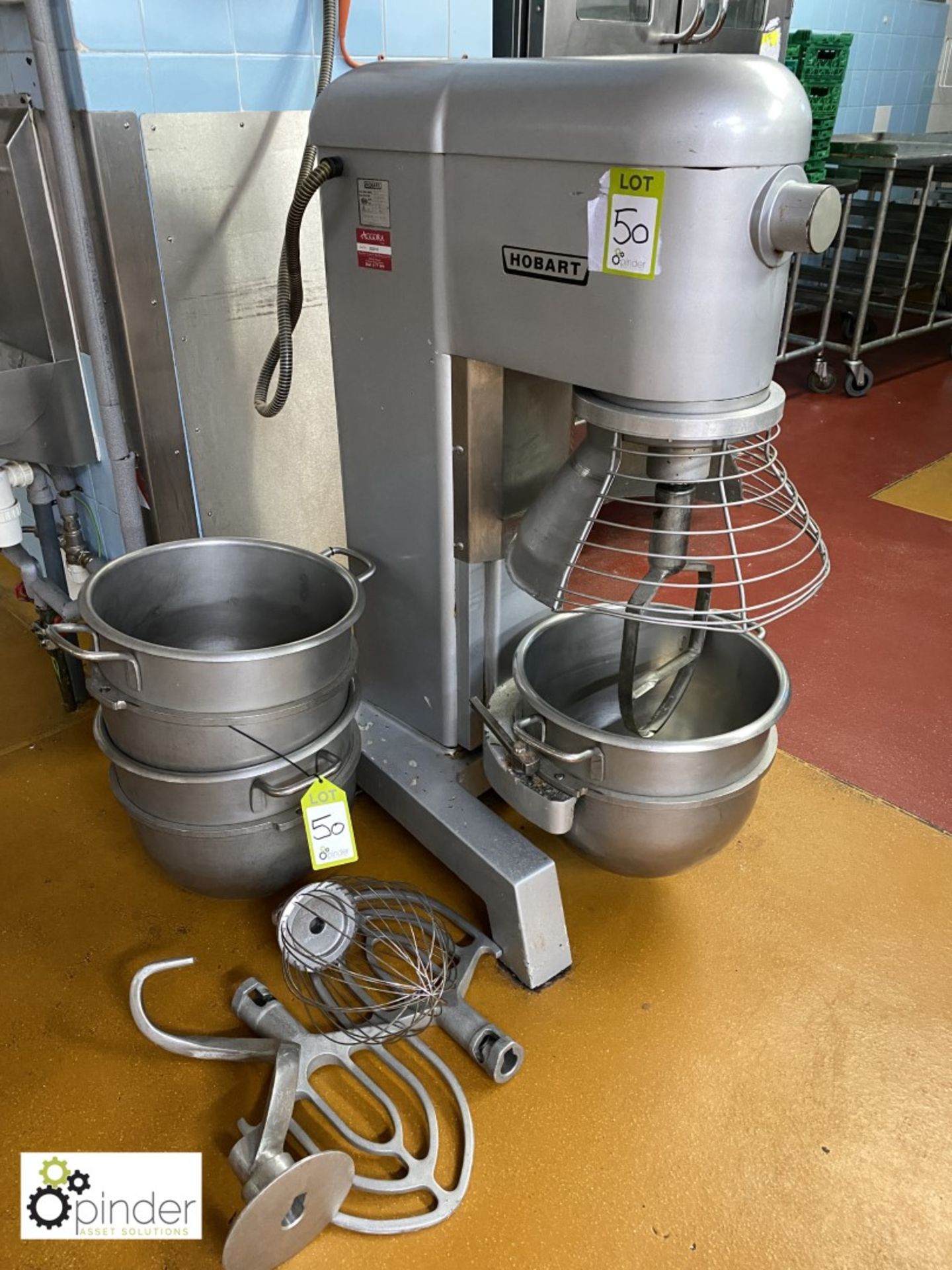 Hobart H300 floor standing Planetary Food Mixer, 415volts, with 3 bowls, whisk, 3 various paddles